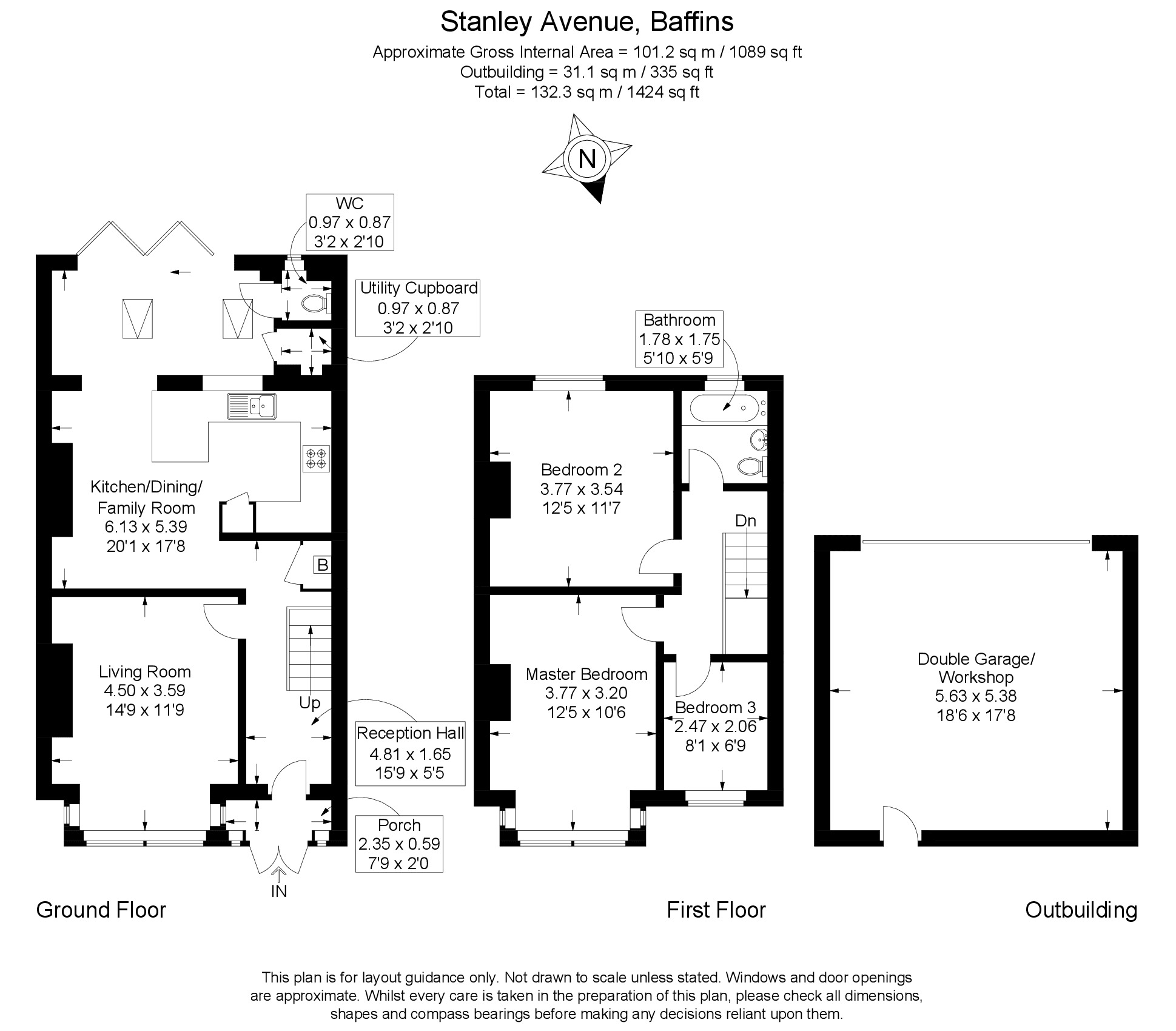 Floorplan of 3 bedroom End Terrace House for sale, Stanley Avenue, Portsmouth, Hampshire, PO3
