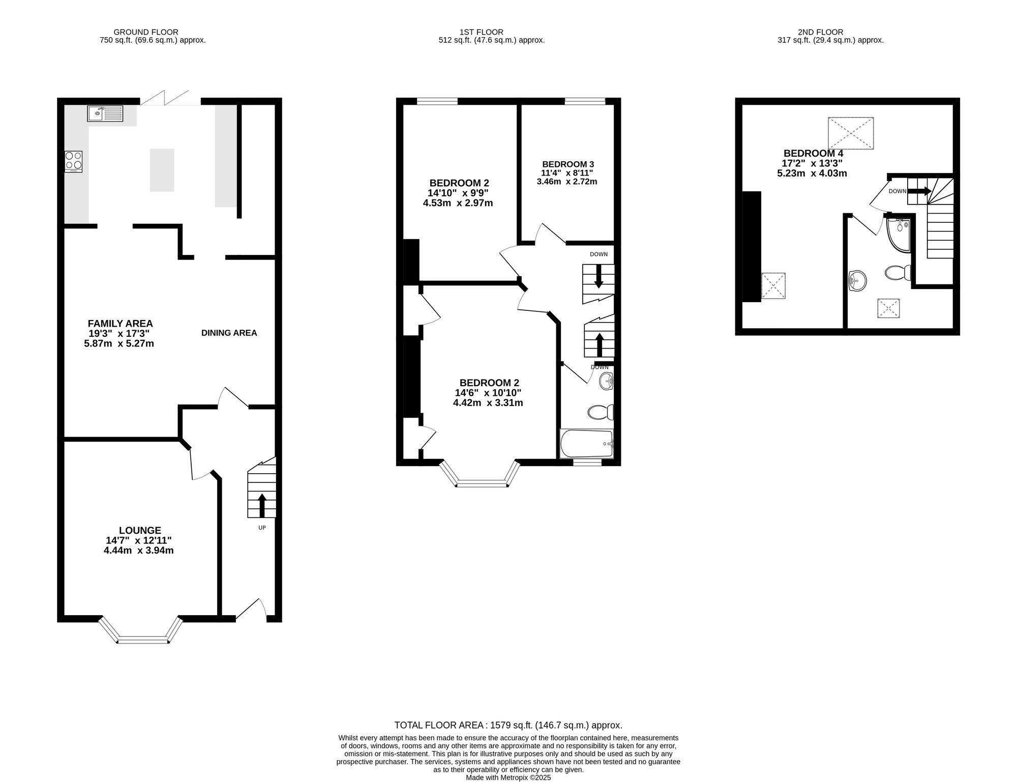 Floorplan of 4 bedroom Mid Terrace House for sale, Essex Road, Southsea, Hampshire, PO4