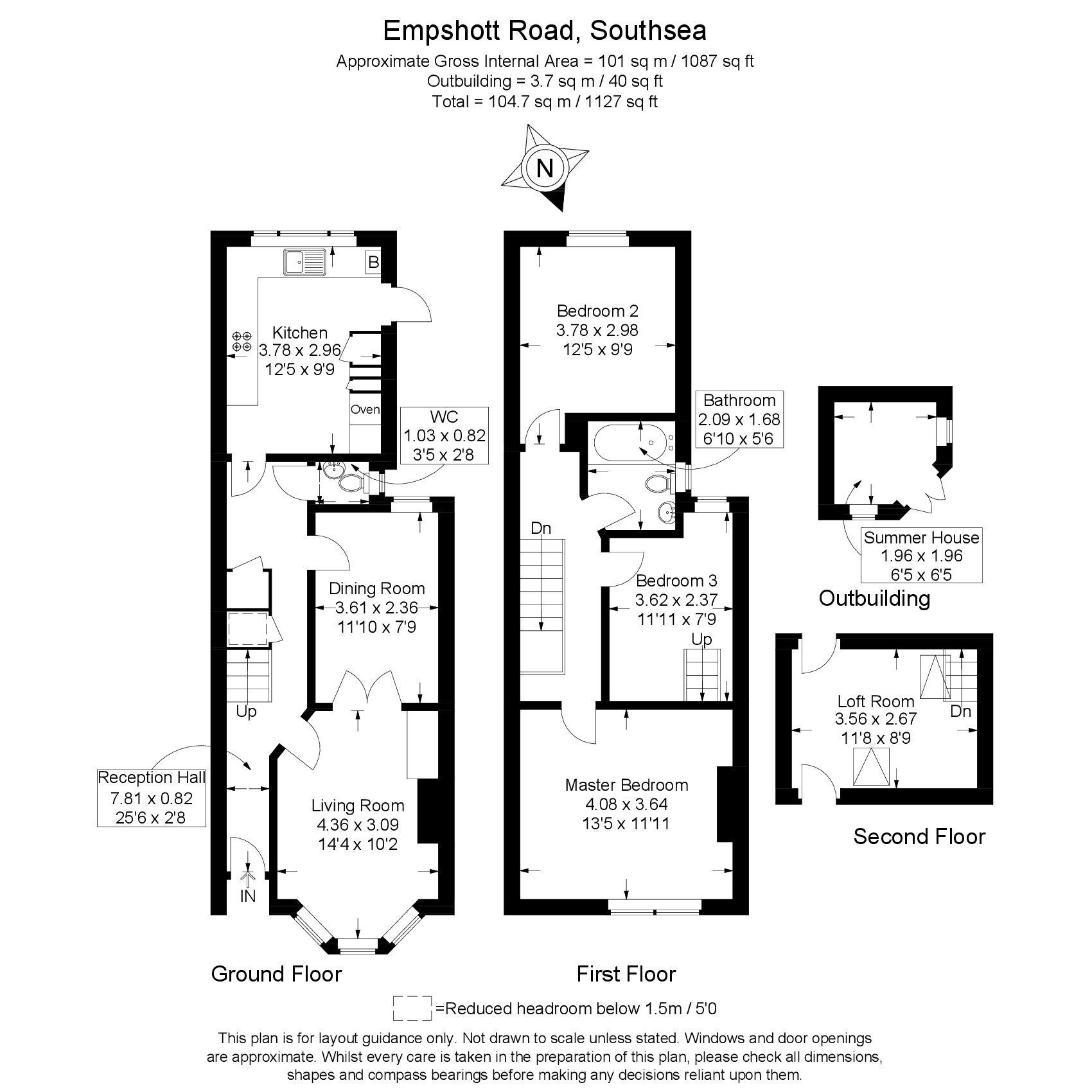 Floorplan of 3 bedroom Mid Terrace House for sale, Empshott Road, Southsea, Hampshire, PO4