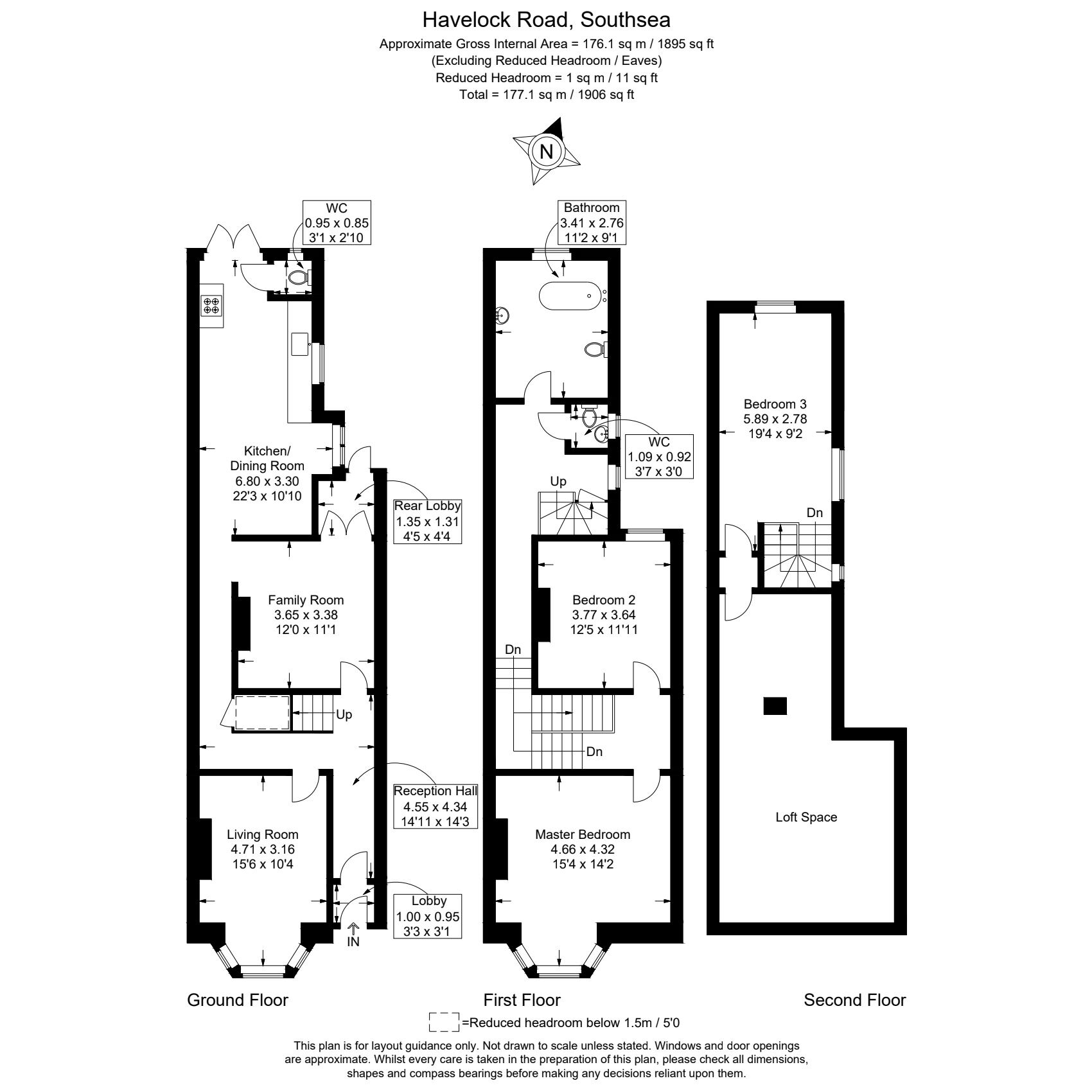 Floorplan of 3 bedroom End Terrace House for sale, Havelock Road, Southsea, Hampshire, PO5