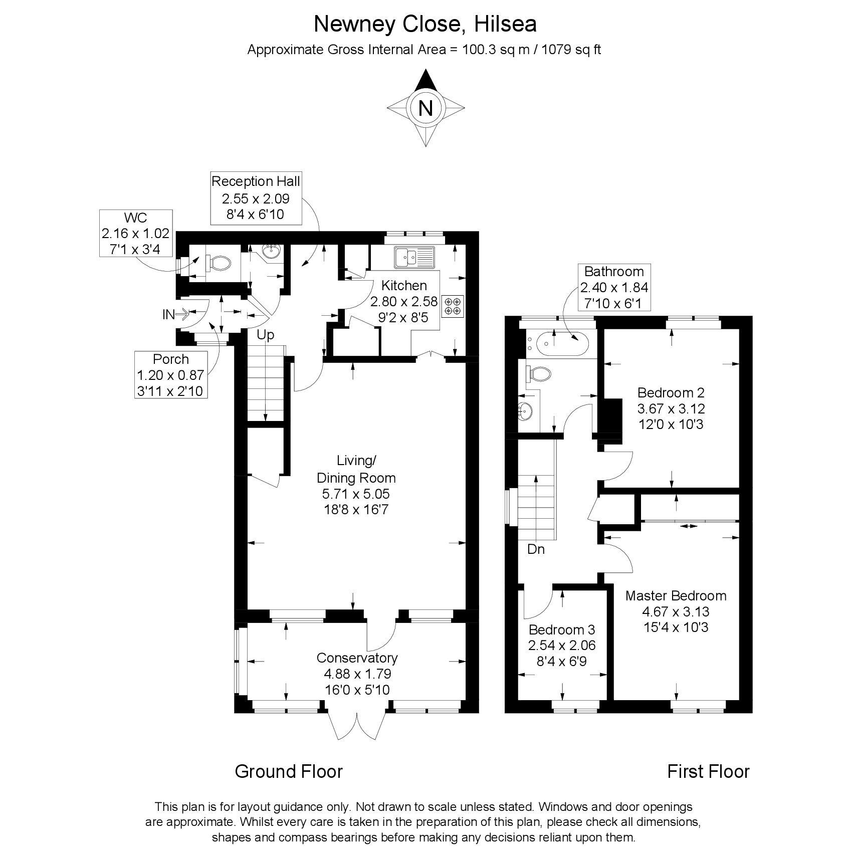 Floorplan of 3 bedroom End Terrace House for sale, Newney Close, Portsmouth, Hampshire, PO2
