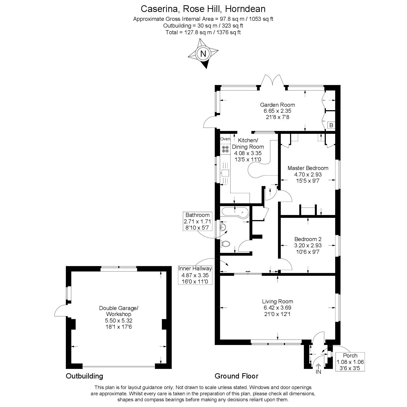 Floorplan of 2 bedroom Detached Bungalow for sale, Rose Hill, Waterlooville, Hampshire, PO8