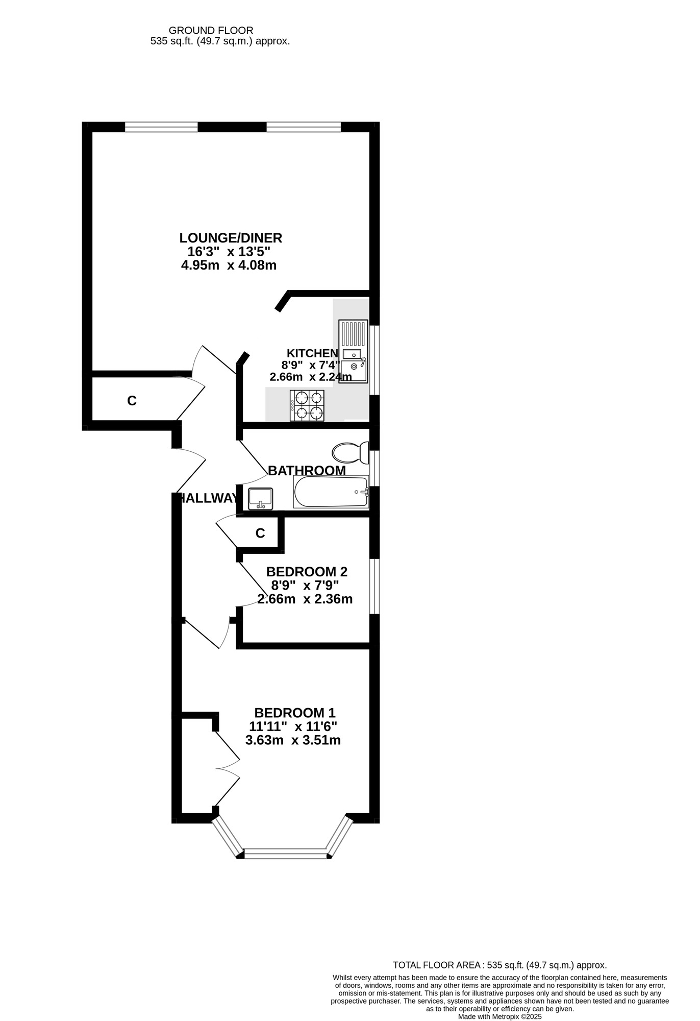 Floorplan of 2 bedroom  Flat for sale, Rowan Court, Southsea, Hampshire, PO4