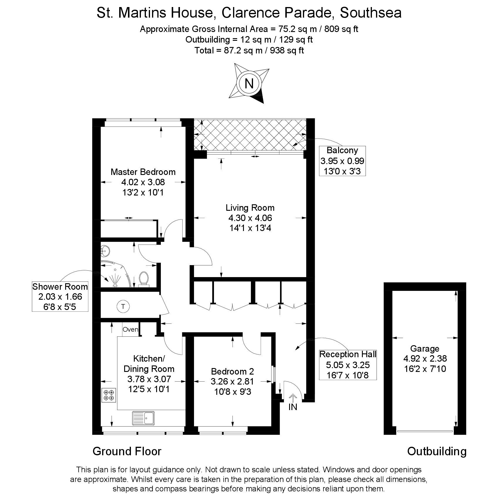 Floorplan of 2 bedroom  Flat for sale, Clarence Parade, Southsea, Hampshire, PO5