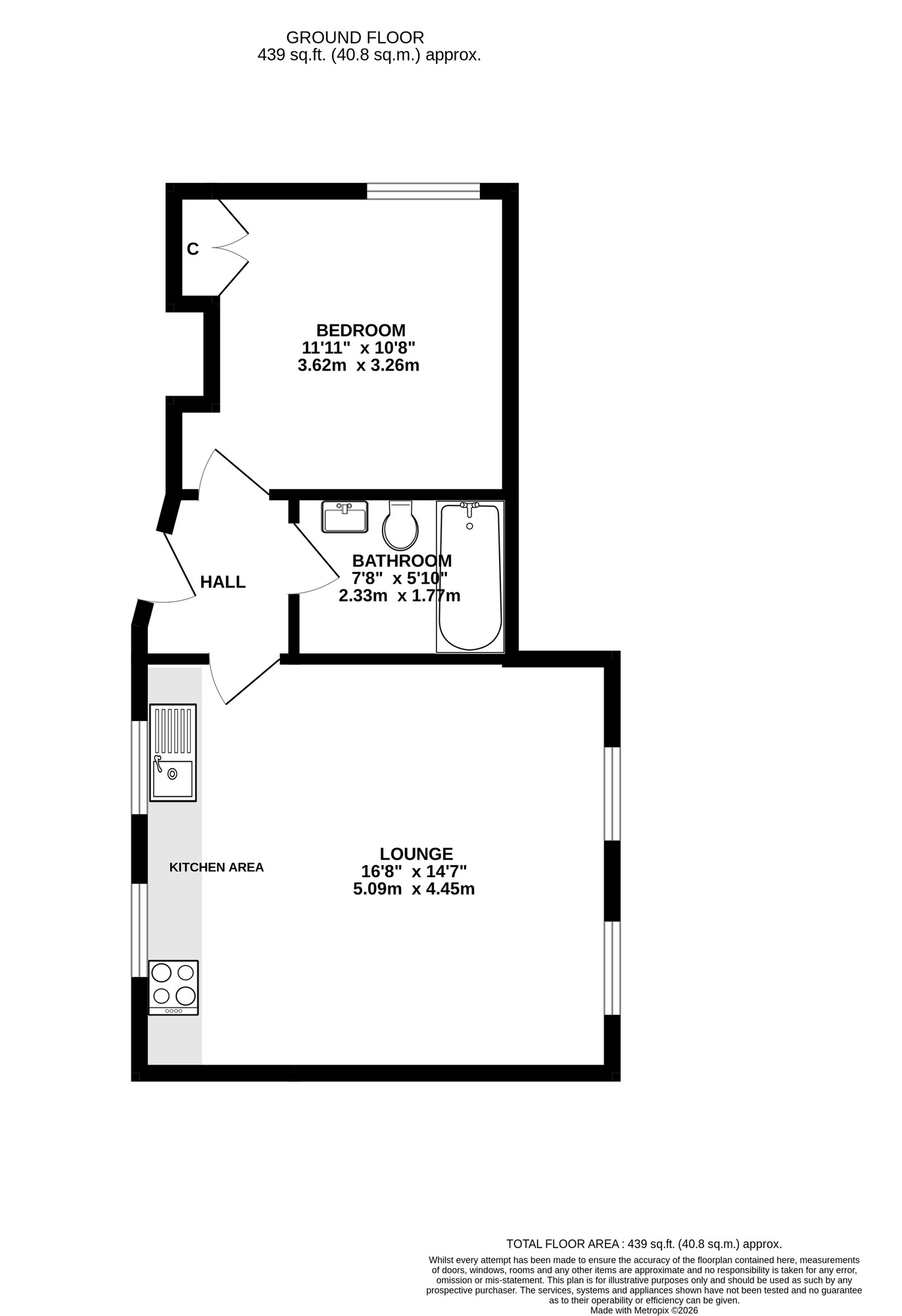 Floorplan of 1 bedroom Flat for sale, St. Ronans Road, Southsea, Hampshire, PO4
