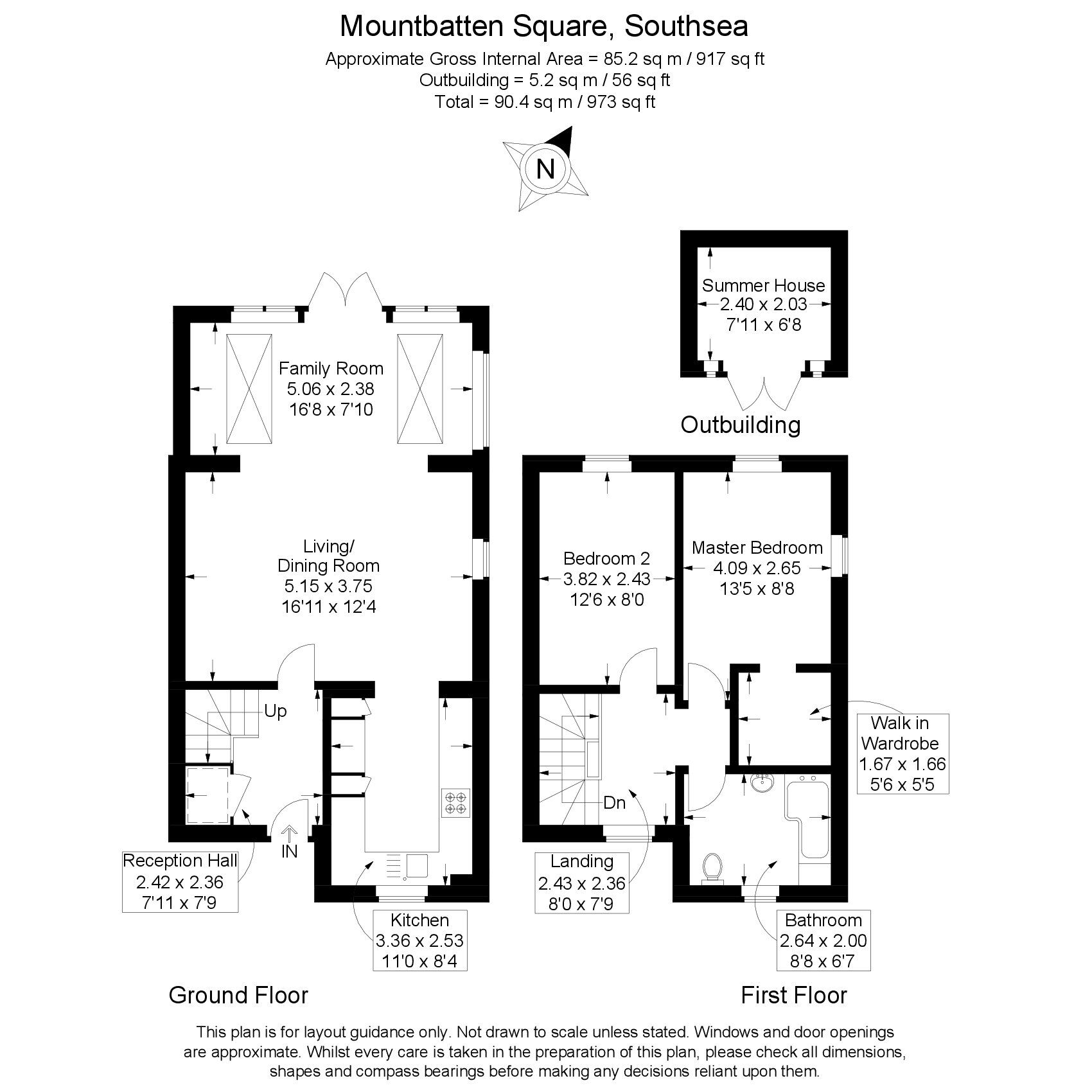Floorplan of 2 bedroom End Terrace House for sale, Mountbatten Square, Southsea, Hampshire, PO4