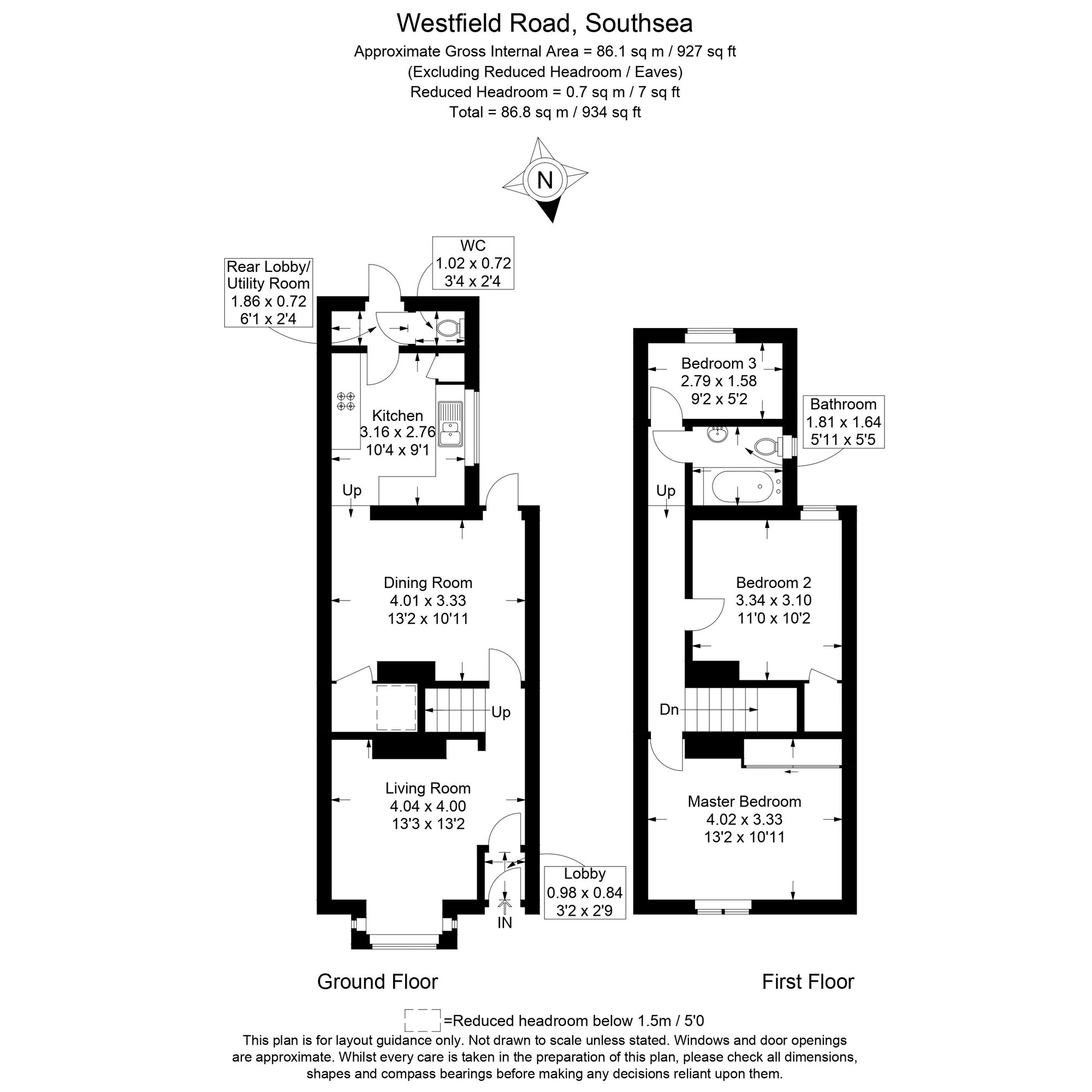Floorplan of 3 bedroom Mid Terrace House for sale, Westfield Road, Southsea, Hampshire, PO4