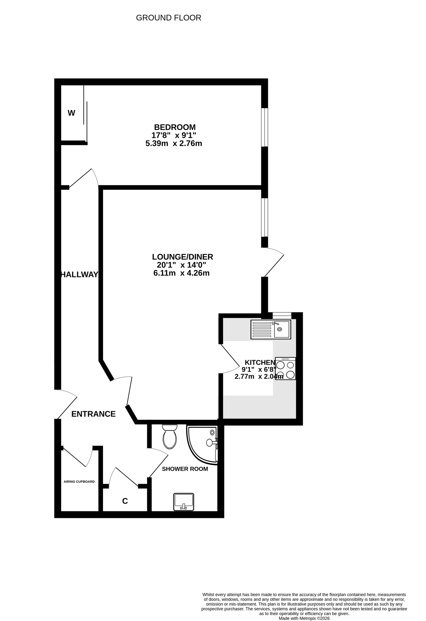 Floorplan of 1 bedroom Flat for sale, Alverstone Road, Southsea, Hampshire, PO4