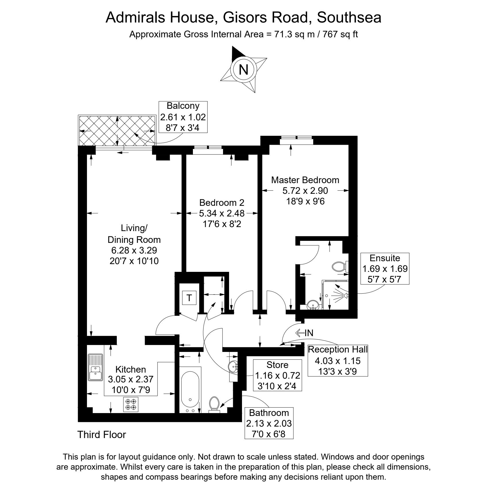 Floorplan of 2 bedroom Flat for sale, Gisors Road, Southsea, Hampshire, PO4