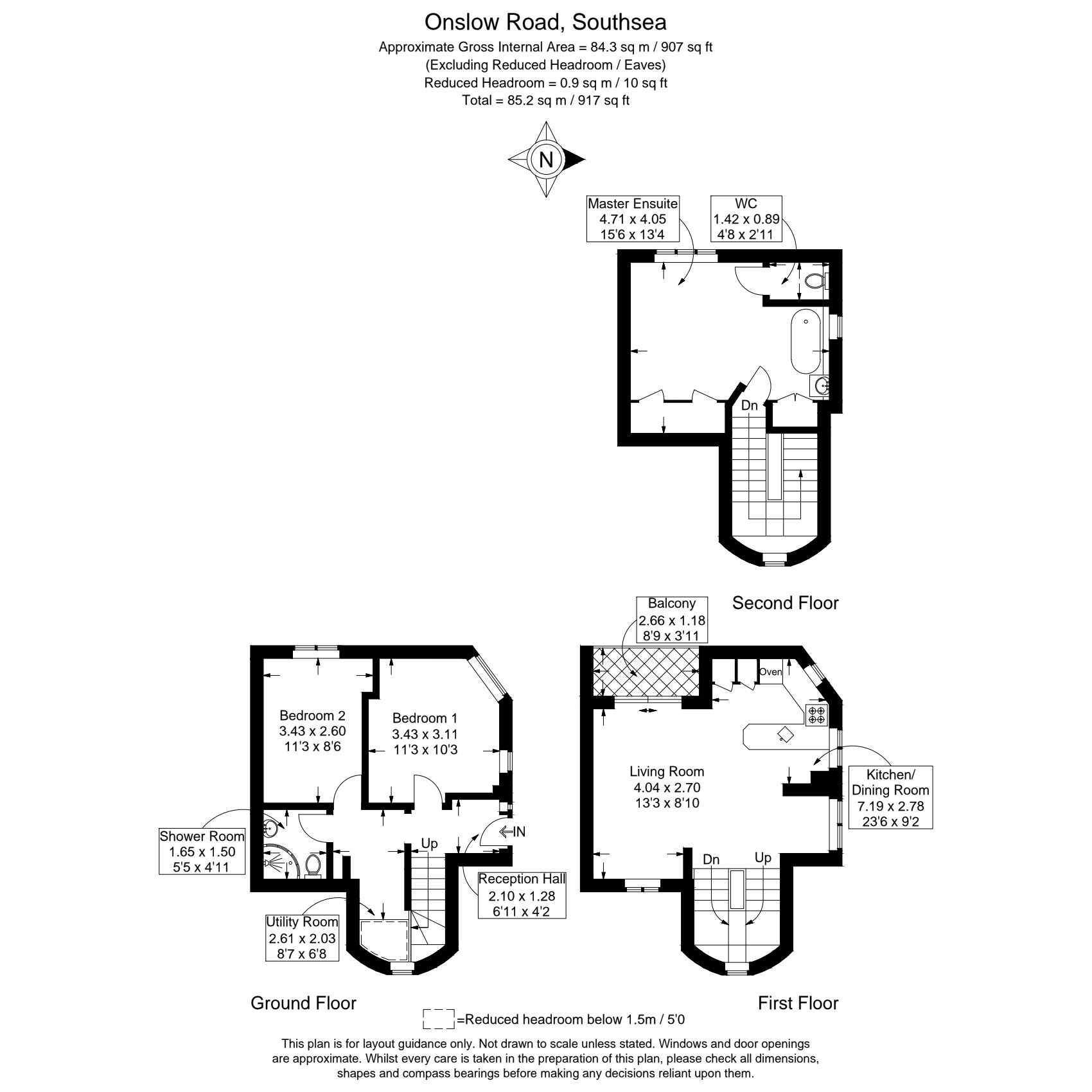 Floorplan of 3 bedroom End Terrace House for sale, Onslow Road, Southsea, Hampshire, PO5
