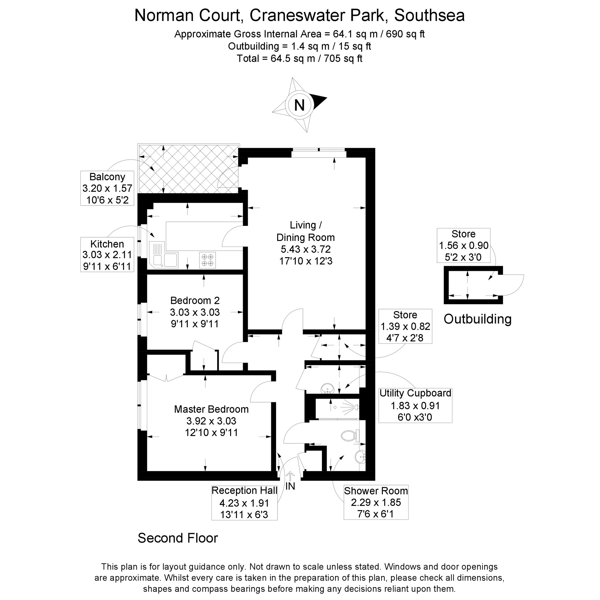 Floorplan of 2 bedroom Flat for sale, Craneswater Park, Southsea, Hampshire, PO4