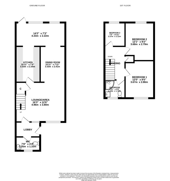 Floorplan of 3 bedroom End Terrace House for sale, Balderton Close, Portsmouth, Hampshire, PO2