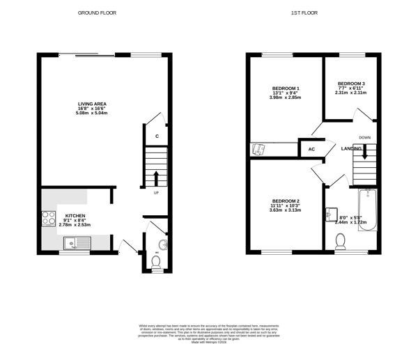 Floorplan of 3 bedroom Mid Terrace House for sale, Newney Close, Portsmouth, Hampshire, PO2