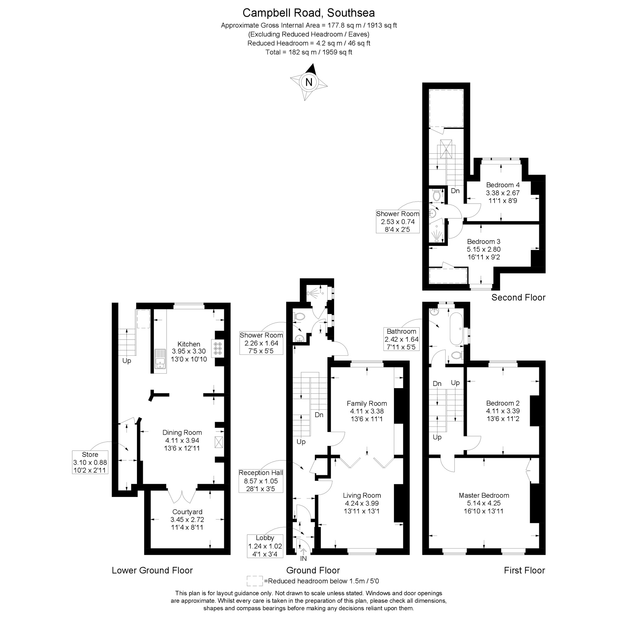 Floorplan of 4 bedroom Mid Terrace House for sale, Campbell Road, Southsea, Hampshire, PO5