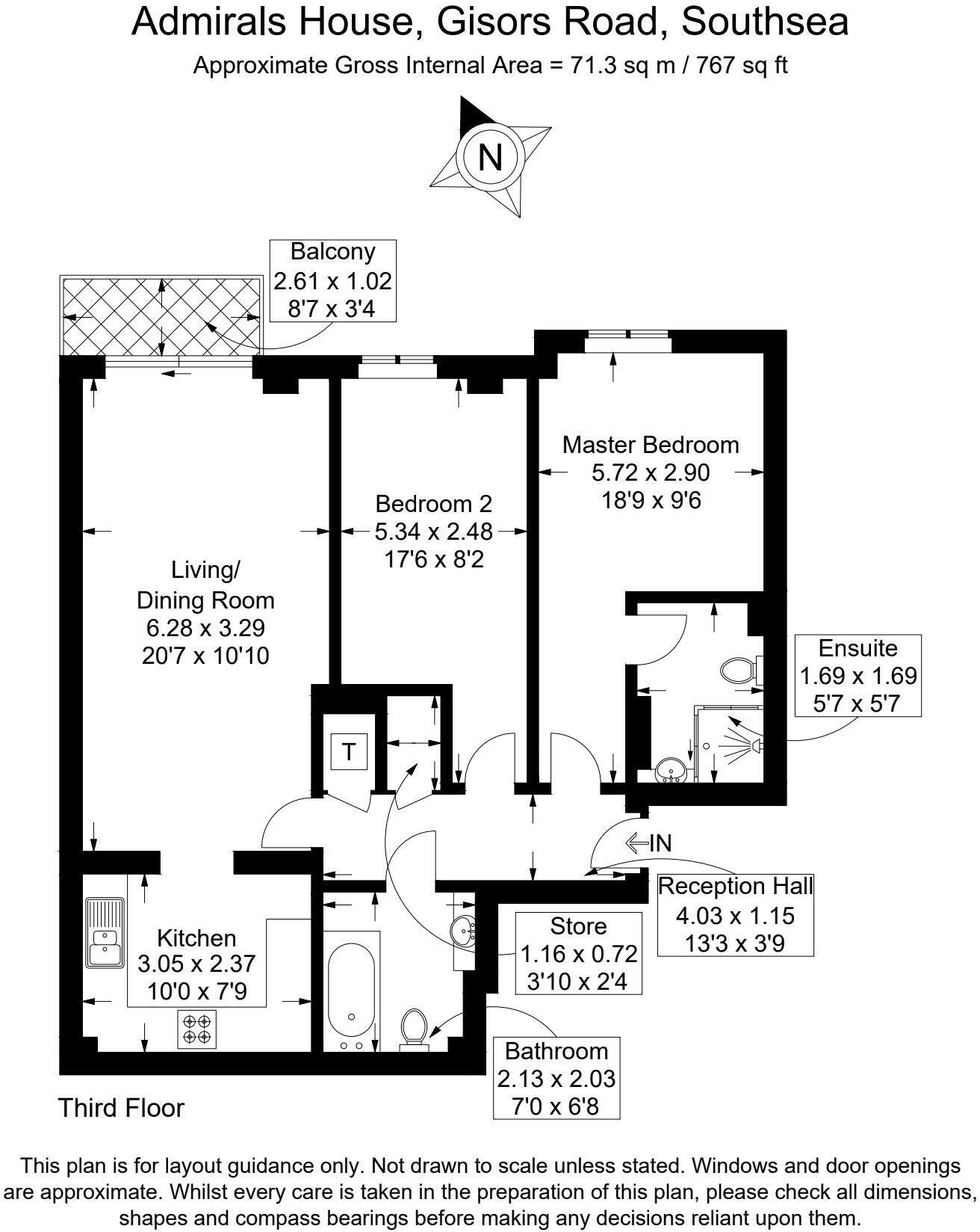 Floorplan of 2 bedroom Flat for sale, Gisors Road, Southsea, Hampshire, PO4