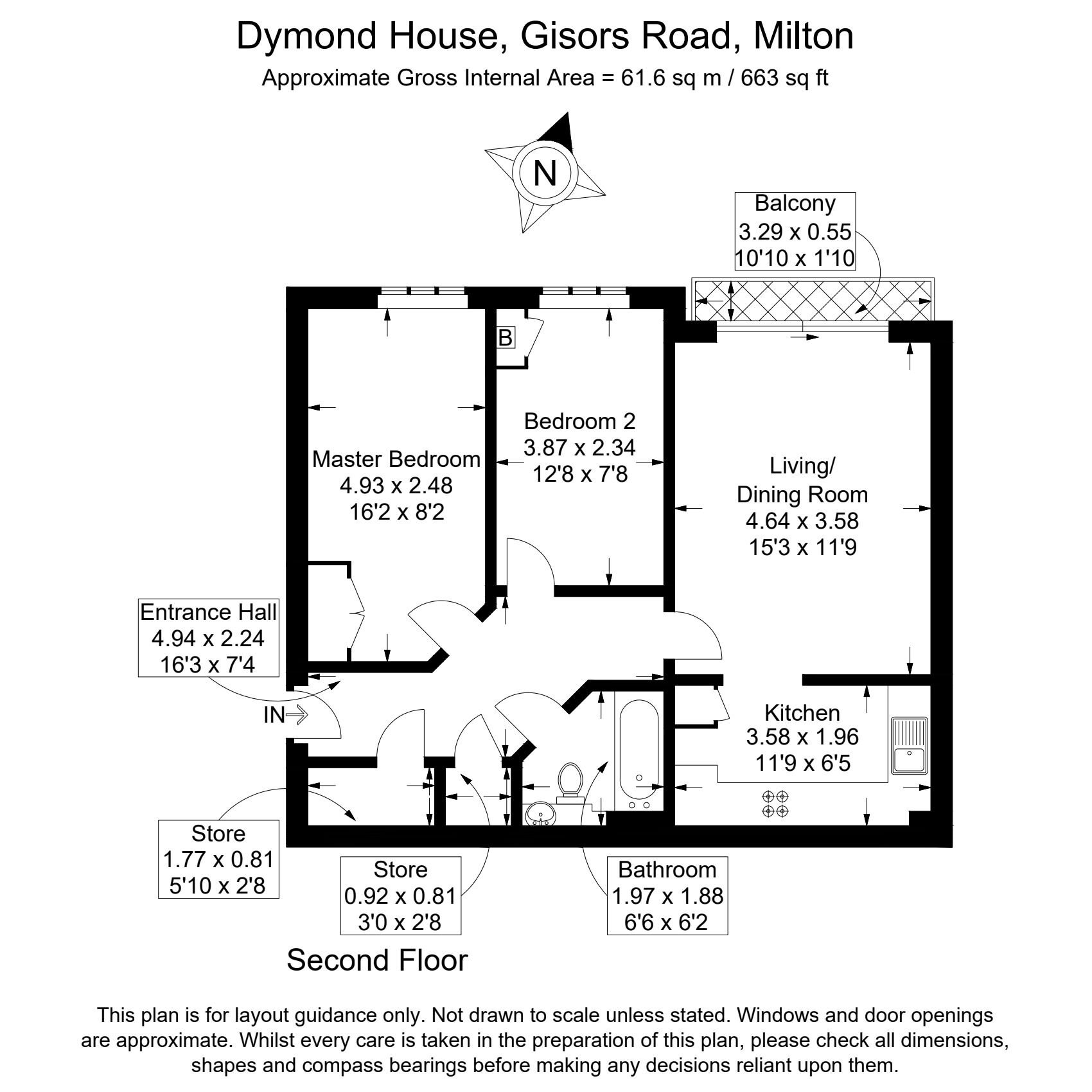 Floorplan of 2 bedroom Flat for sale, Gisors Road, Southsea, Hampshire, PO4