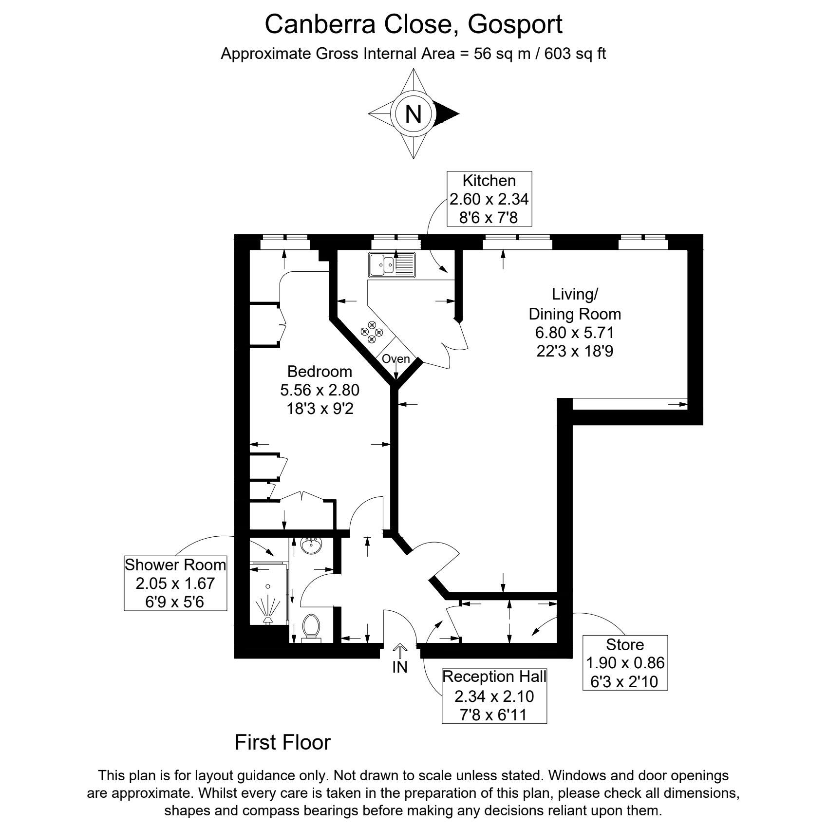 Floorplan of 1 bedroom Flat for sale, Canberra Court, Gosport, Hampshire, PO12