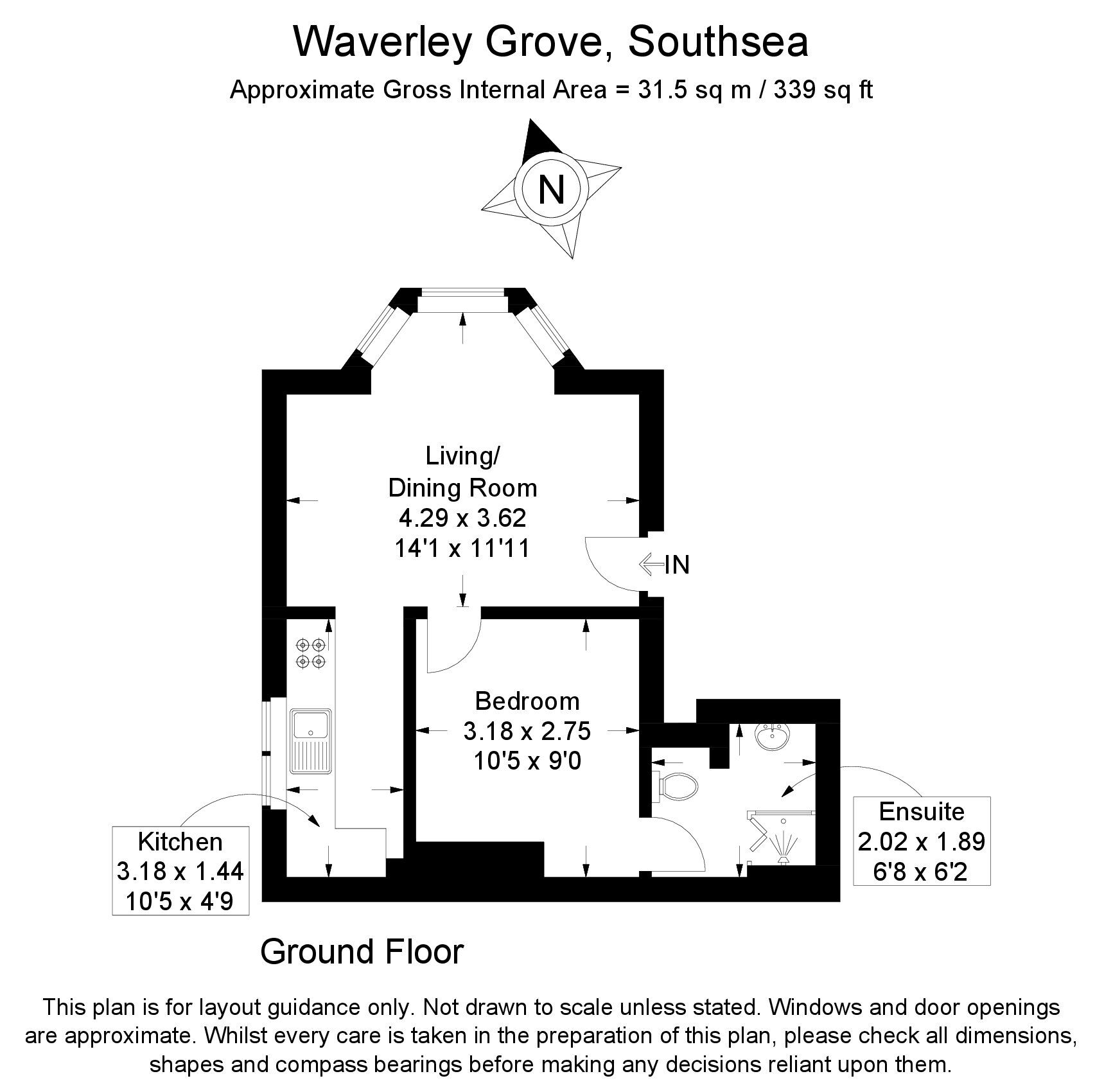 Floorplan of 1 bedroom Flat for sale, Waverley Grove, Southsea, Hampshire, PO4