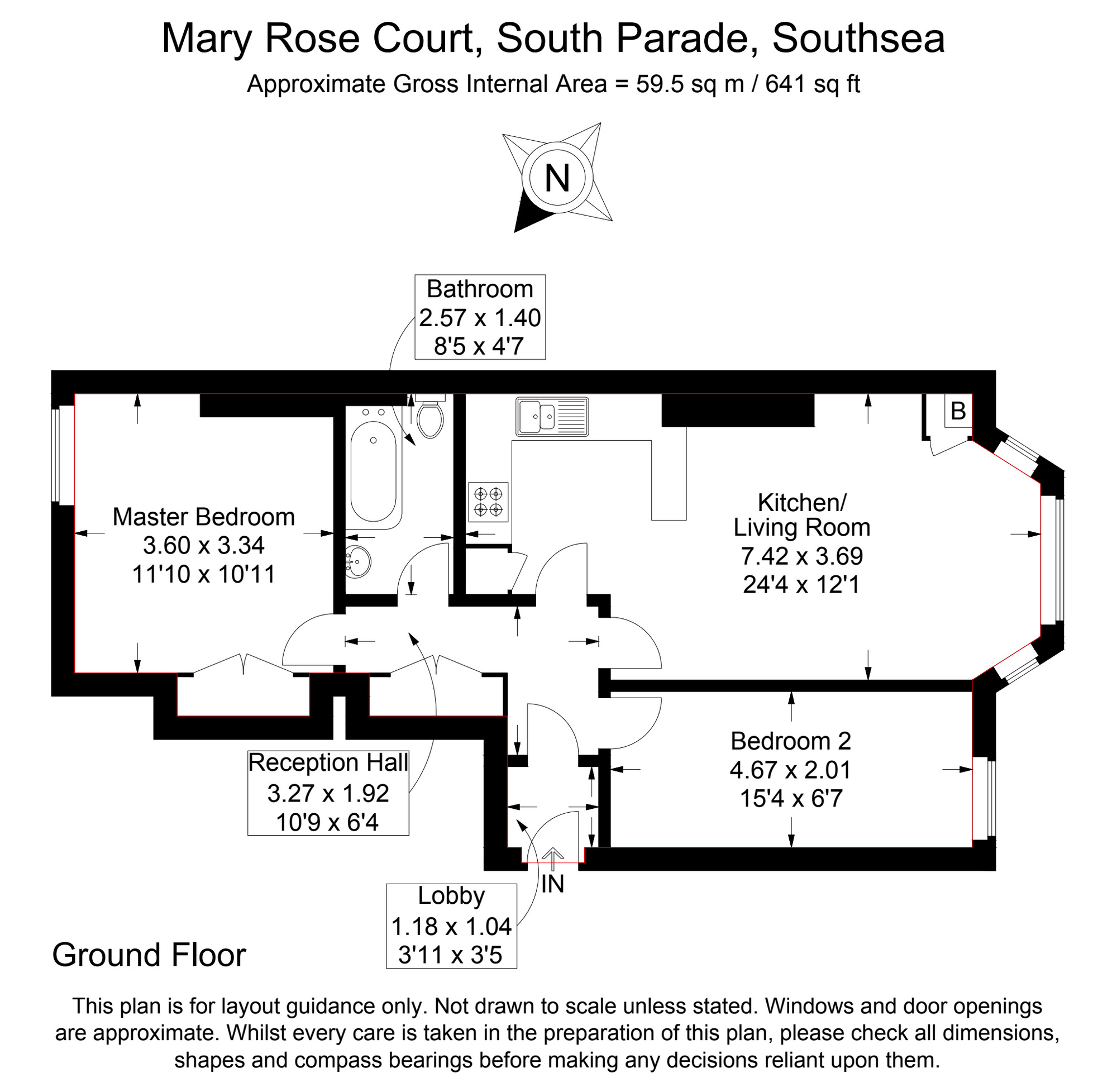 Floorplan of 2 bedroom Flat for sale, South Parade, Southsea, Hampshire, PO5