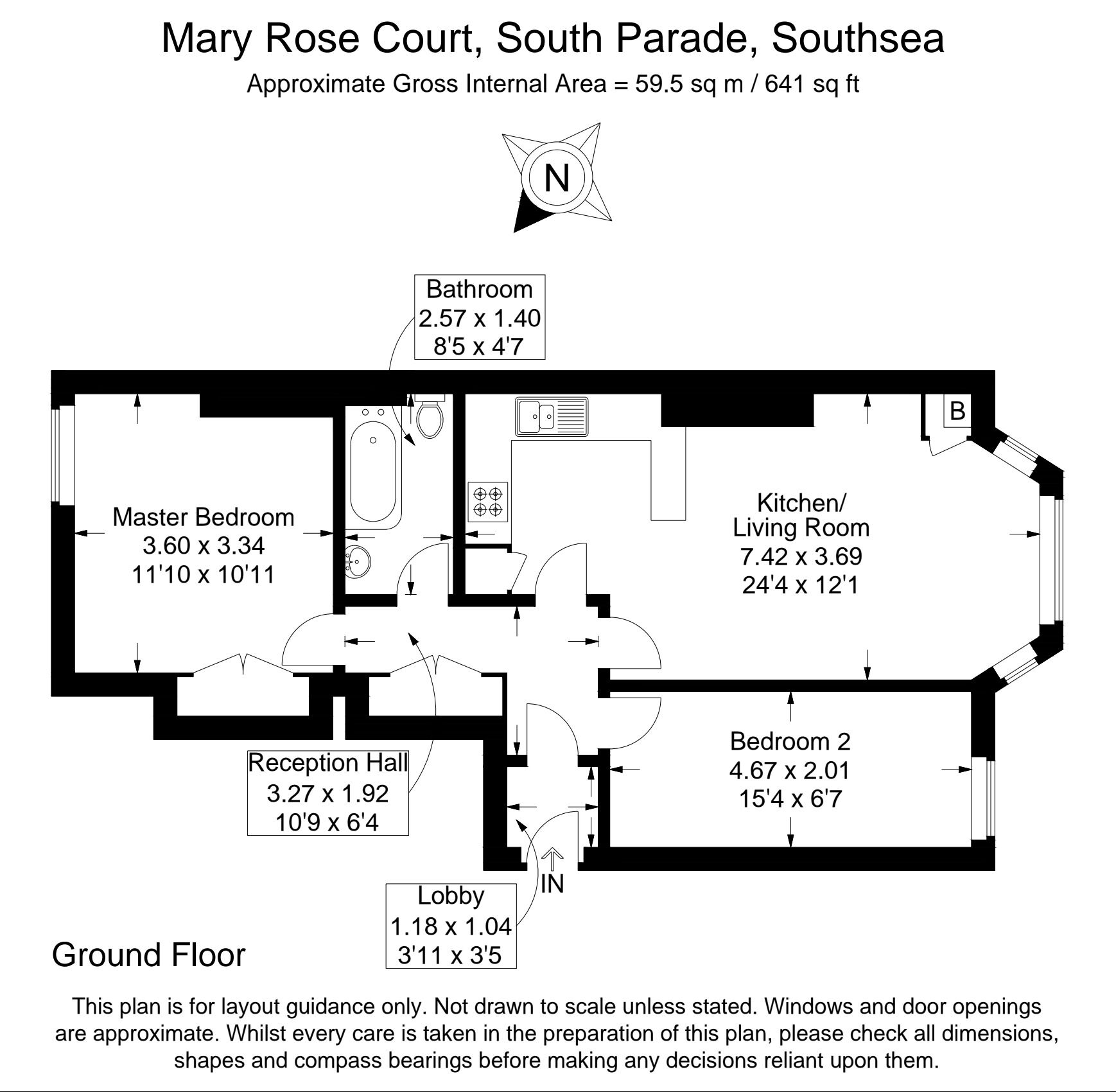 Floorplan of 2 bedroom Flat for sale, South Parade, Southsea, Hampshire, PO5