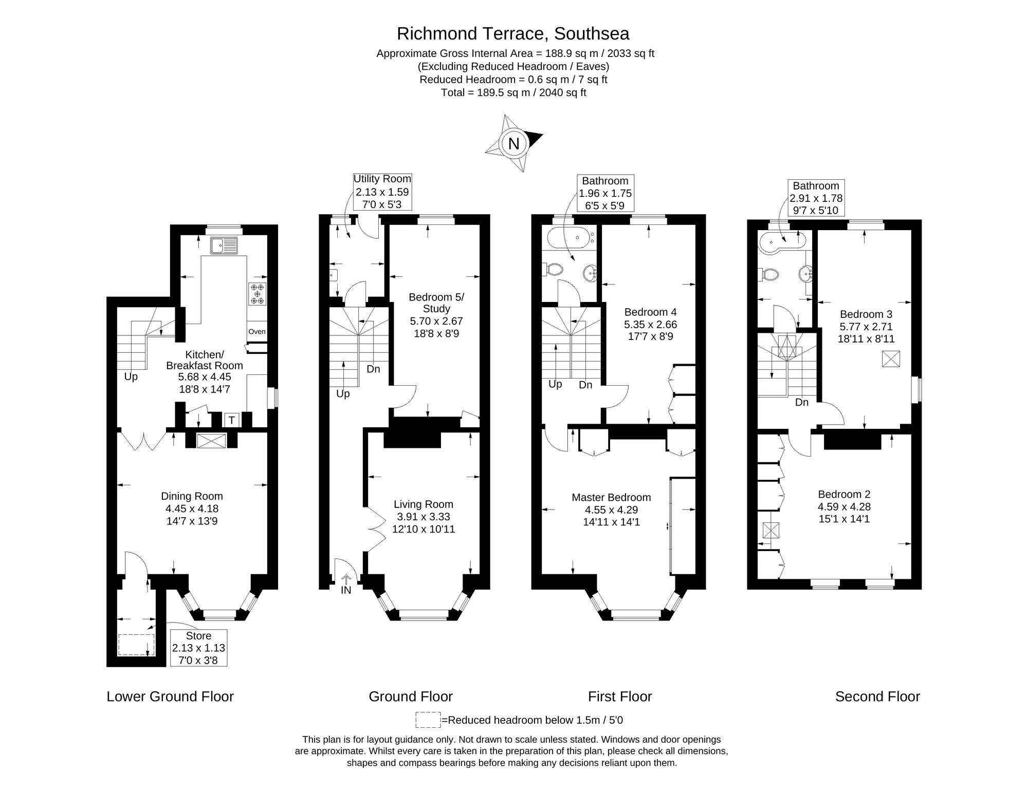 Floorplan of 4 bedroom End Terrace House for sale, Richmond Terrace, Southsea, Hampshire, PO5