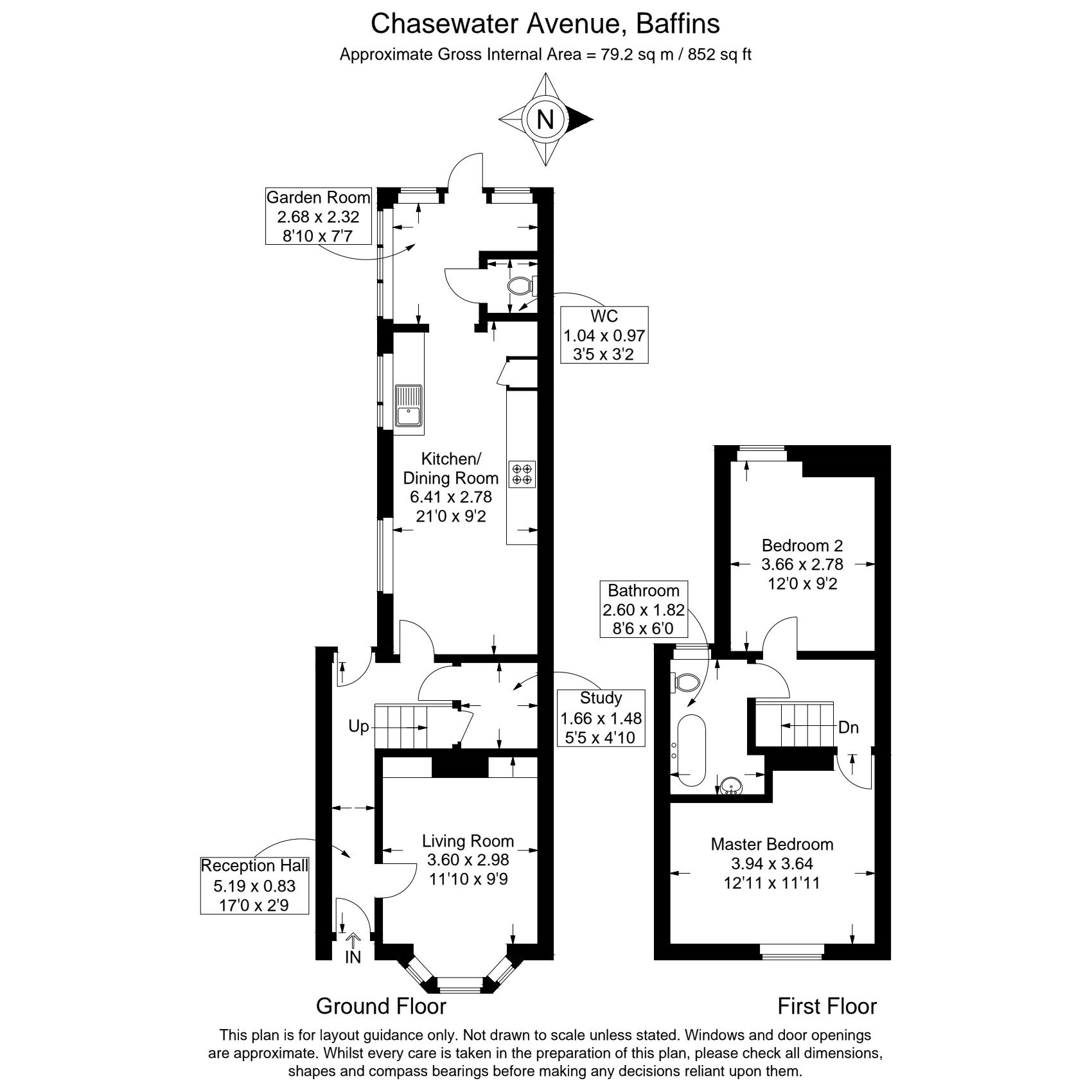 Floorplan of 2 bedroom Mid Terrace House for sale, Chasewater Avenue, Portsmouth, Hampshire, PO3