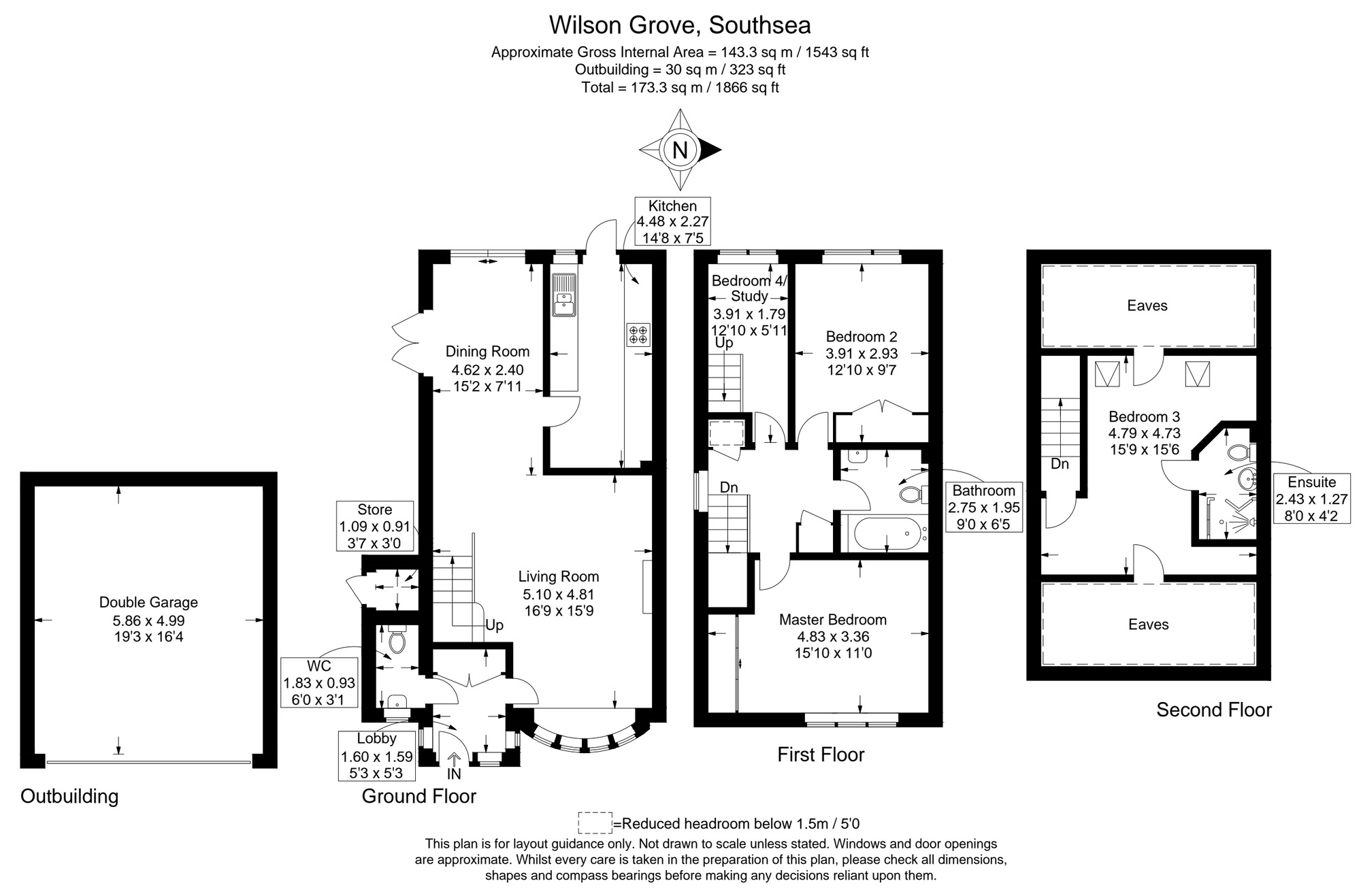 Floorplan of 4 bedroom End Terrace House for sale, Wilson Grove, Southsea, Hampshire, PO5