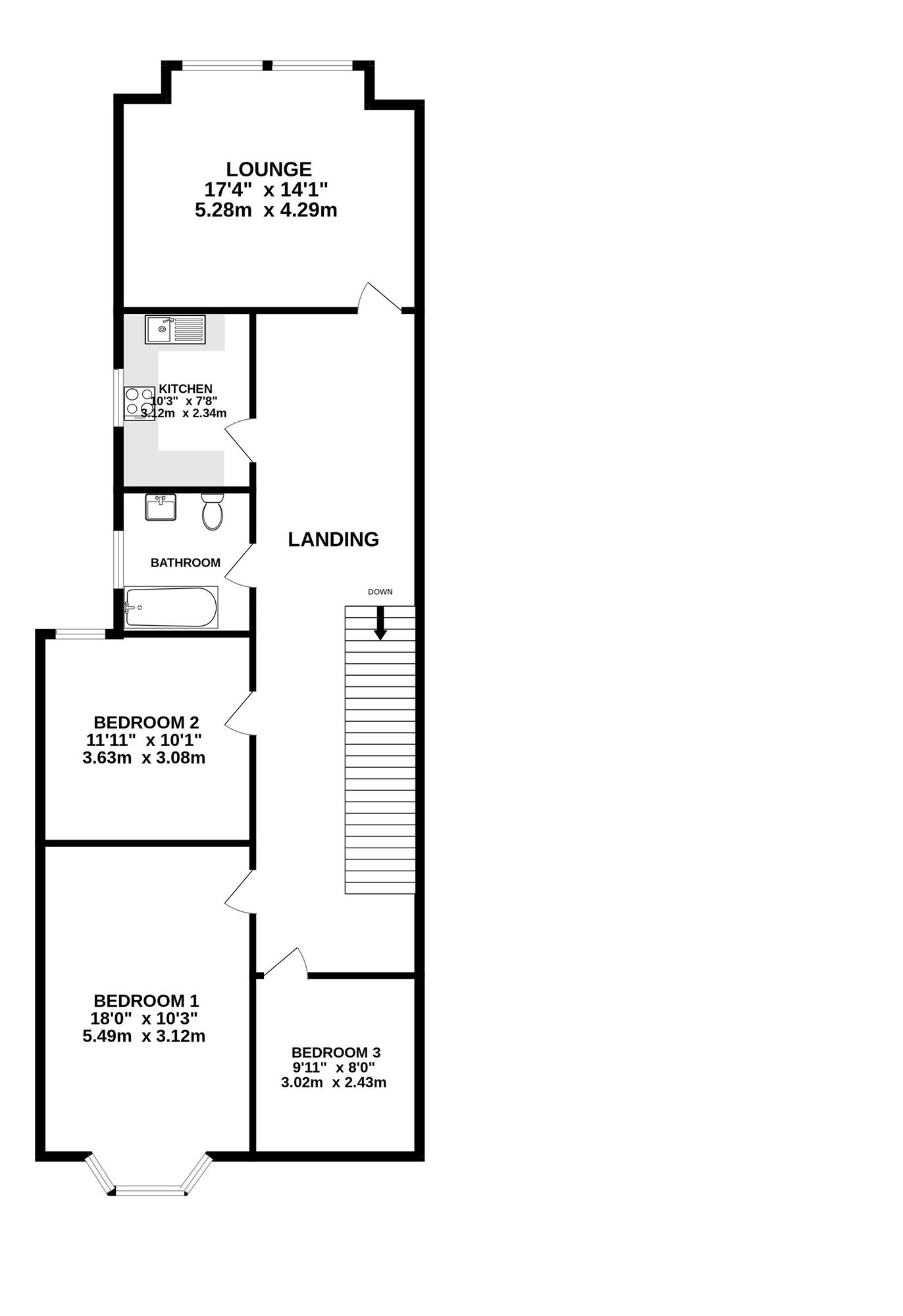 Floorplan of 3 bedroom Flat for sale, London Road, Portsmouth, Hampshire, PO2