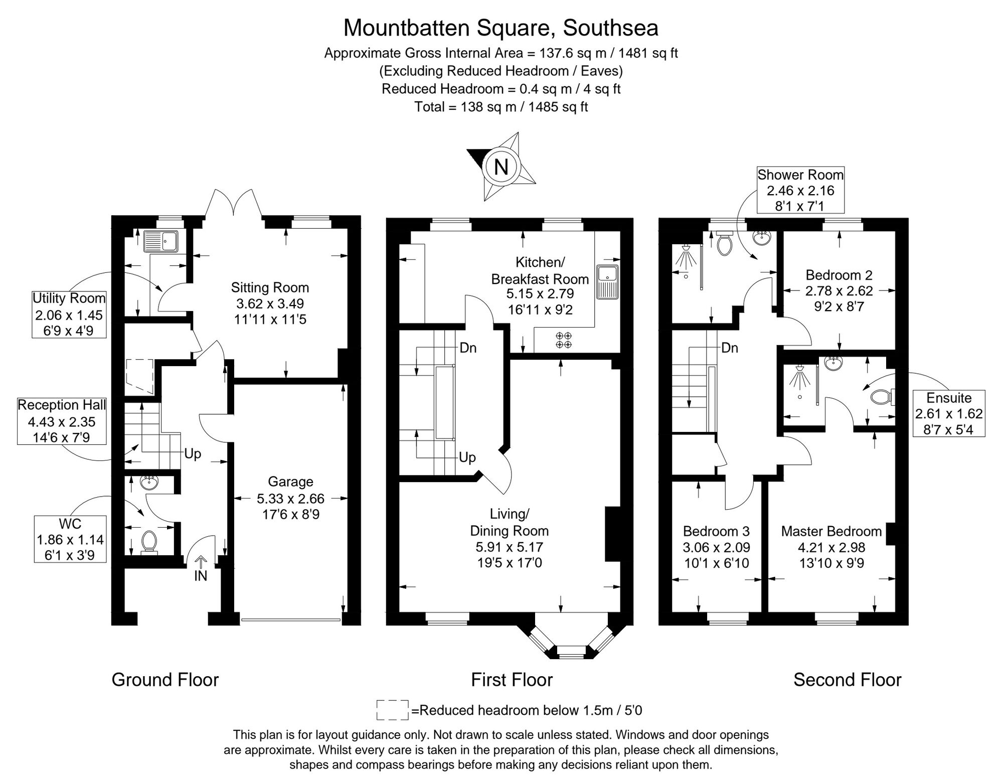 Floorplan of 4 bedroom Mid Terrace House for sale, Mountbatten Square, Southsea, Hampshire, PO4