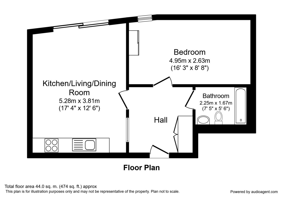 Floorplan of 1 bedroom Flat to rent, The Quays, Salford, M50