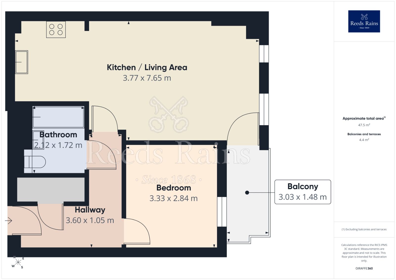 Floorplan of 1 bedroom Flat to rent, The Quays, Salford, M50