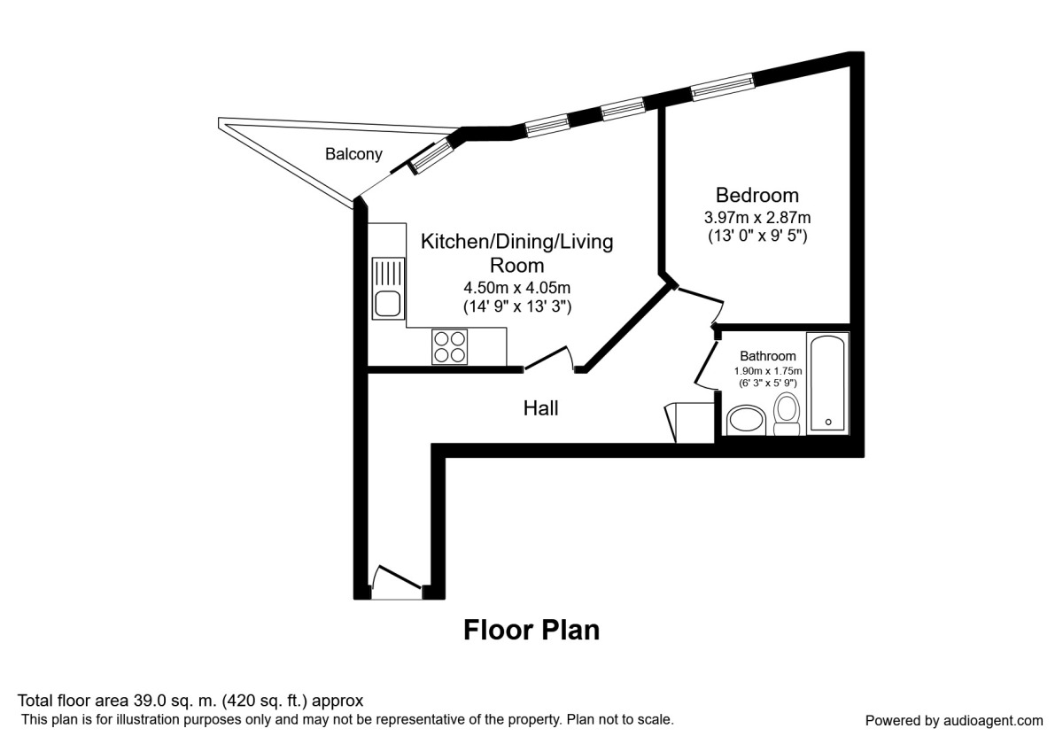Floorplan of 1 bedroom  Flat to rent, Blue, Media City Uk, Salford, M50