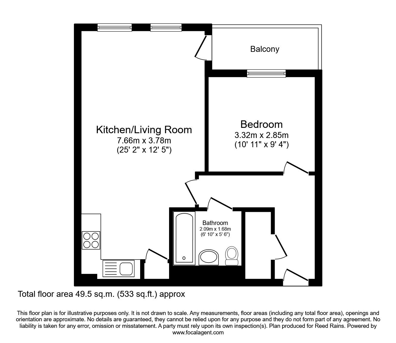 Floorplan of 1 bedroom Flat to rent, The Quays, Salford, M50