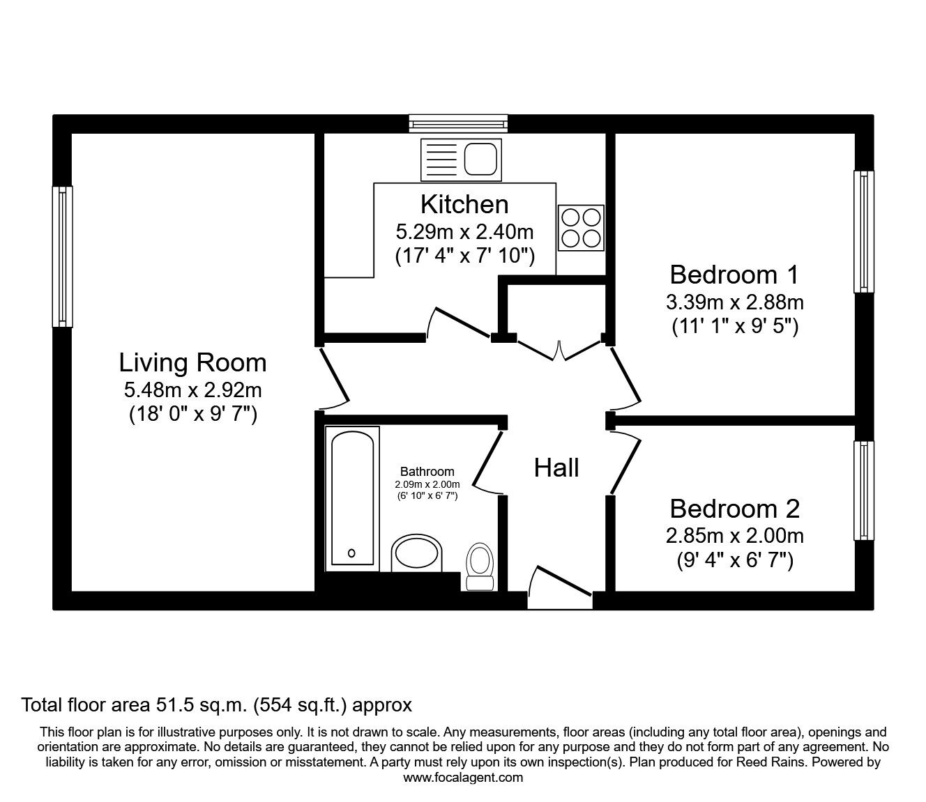 Floorplan of 2 bedroom  Flat to rent, Clarendon Road, Eccles, Greater Manchester, M30