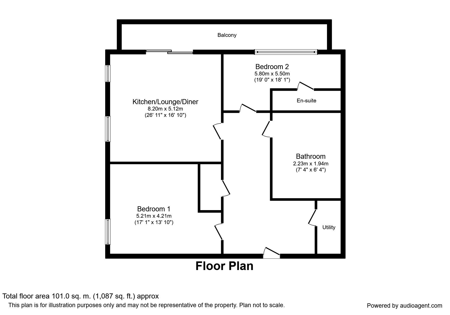 Floorplan of 2 bedroom  Flat to rent, The Quays, Salford, M50