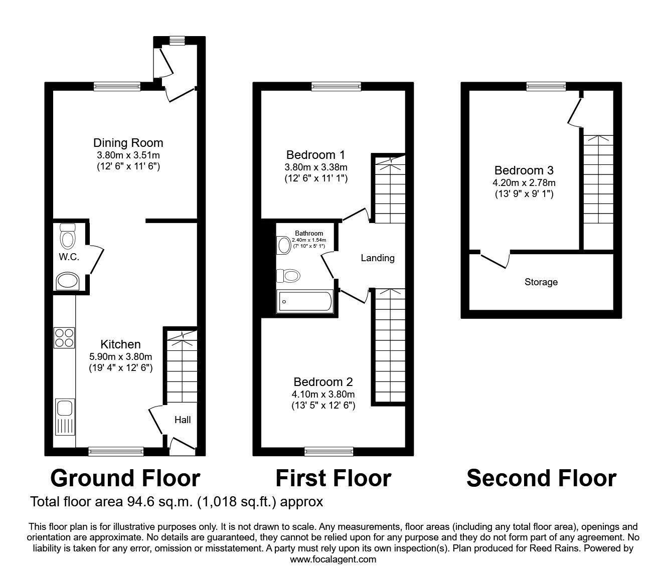 Floorplan of 3 bedroom  House to rent, Radclyffe Mews, Salford, M5