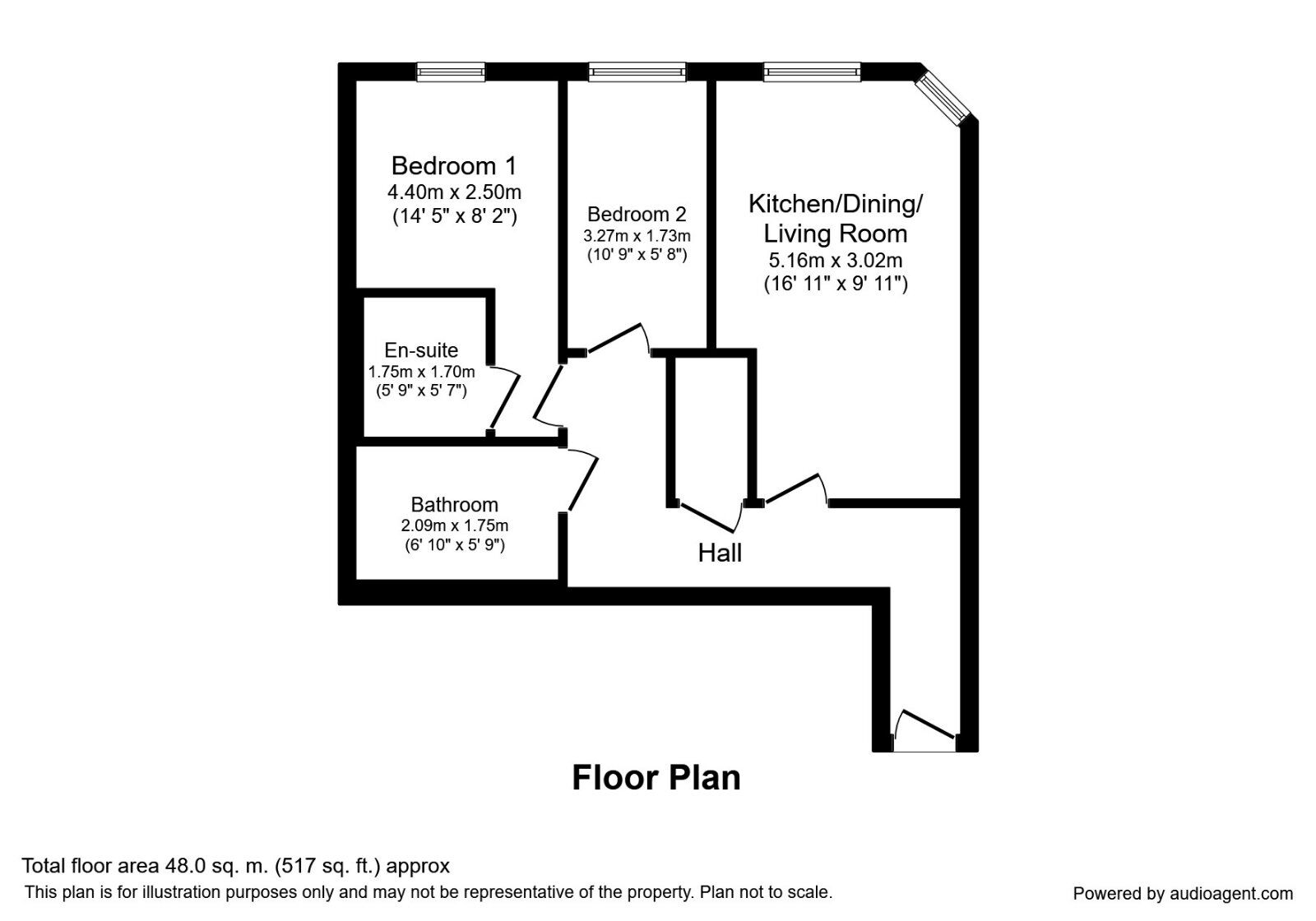 Floorplan of 2 bedroom  Flat to rent, Blue, Media City Uk, Salford, M50