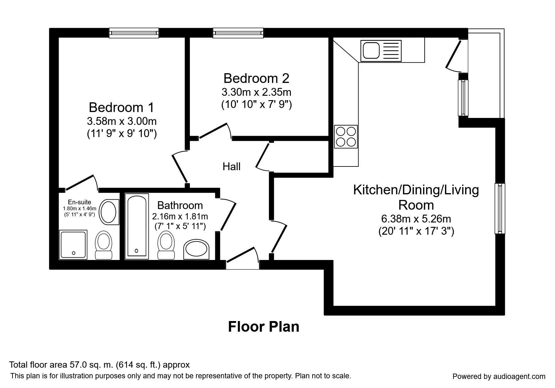 Floorplan of 2 bedroom  Flat to rent, Elmira Way, Salford, M5