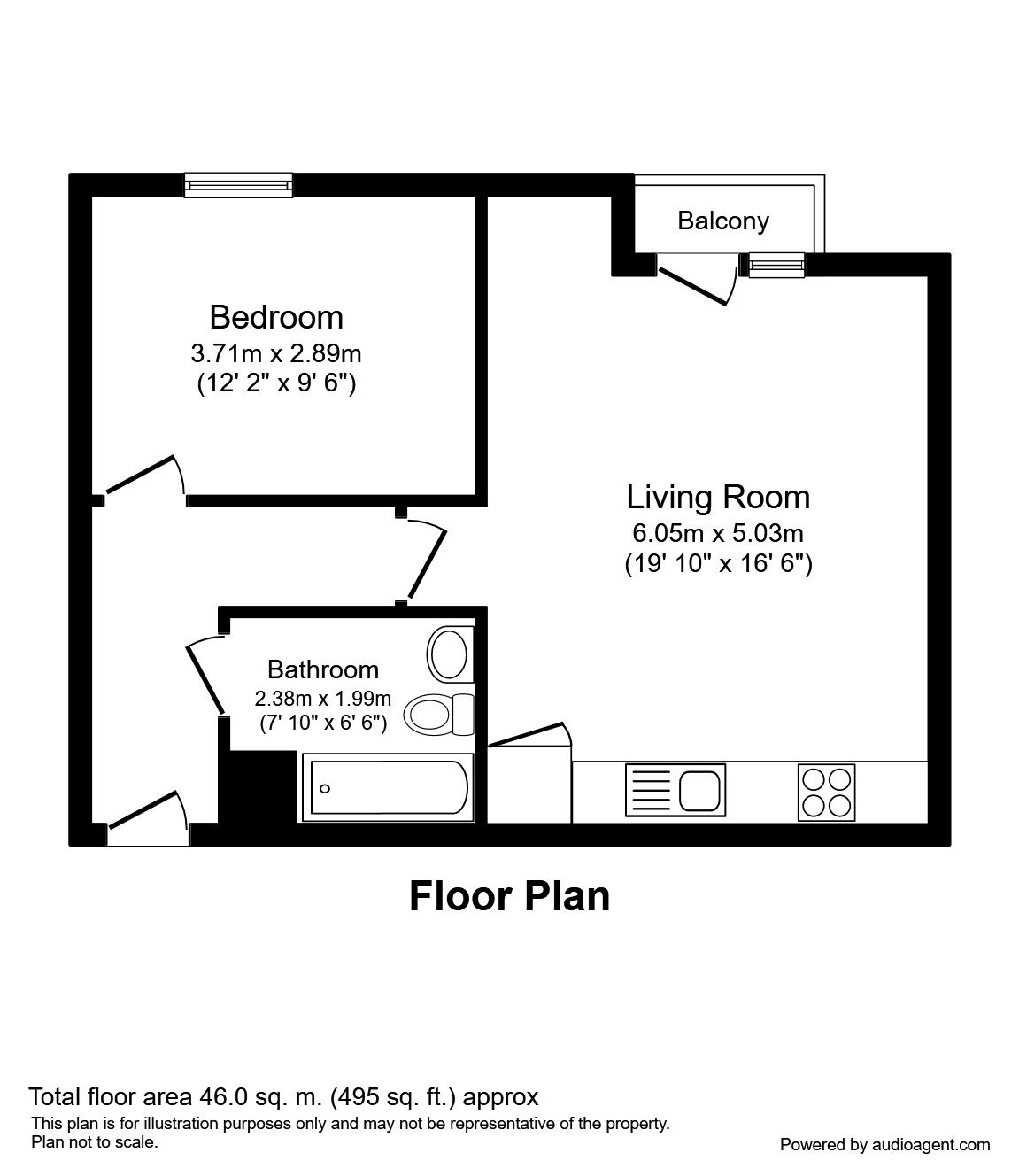 Floorplan of 1 bedroom  Flat to rent, Ordsall Lane, Salford, M5