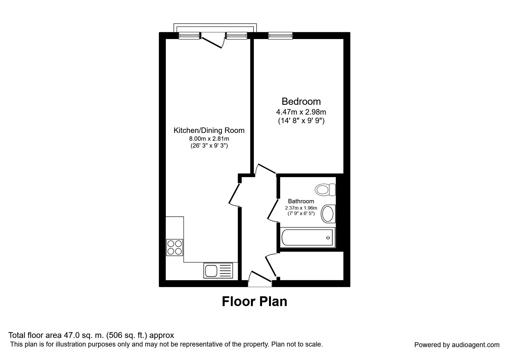 Floorplan of 1 bedroom Flat to rent, Pilgrims Way, Salford, M50