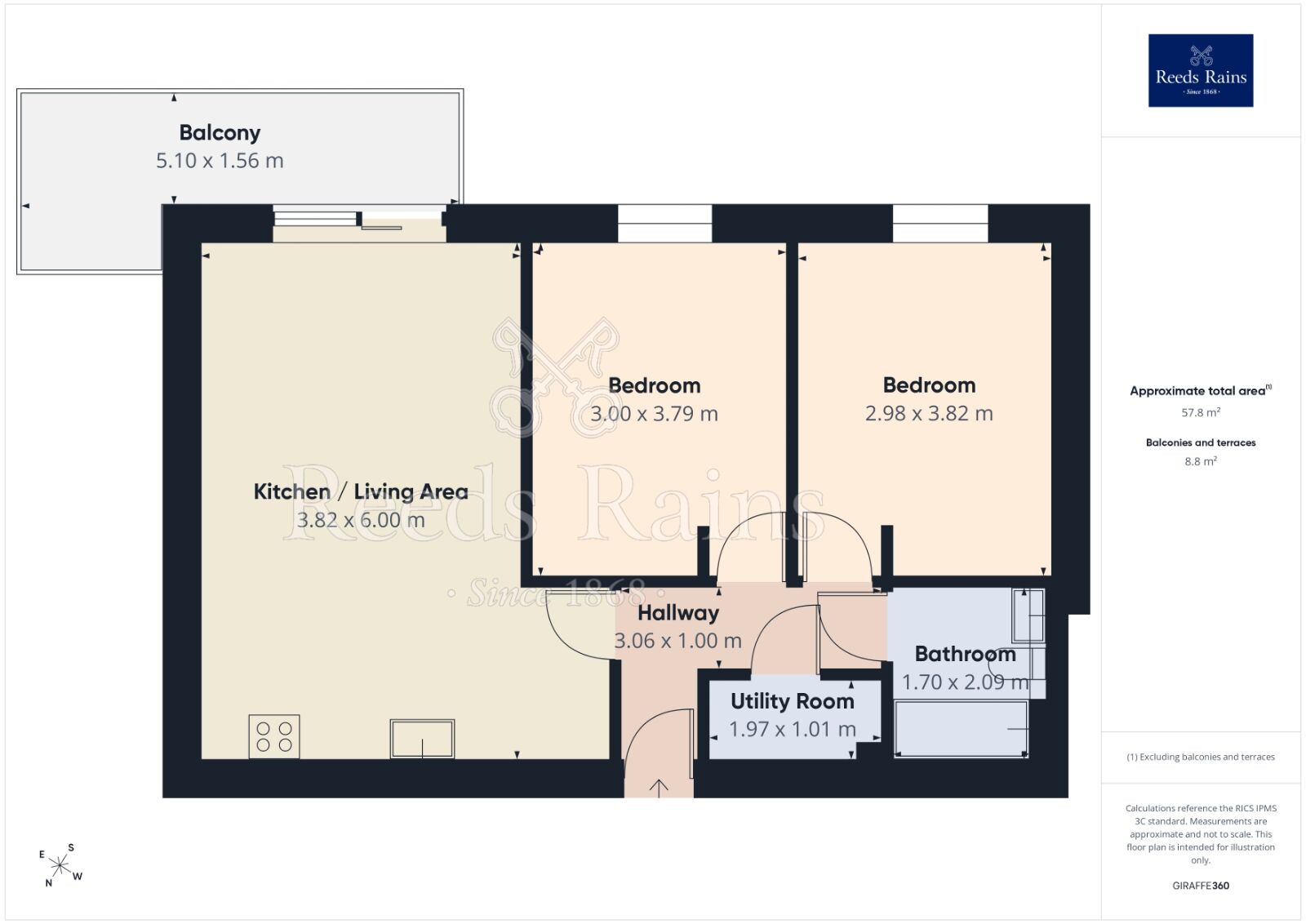 Floorplan of 2 bedroom Flat to rent, Woden Street, Salford, M5