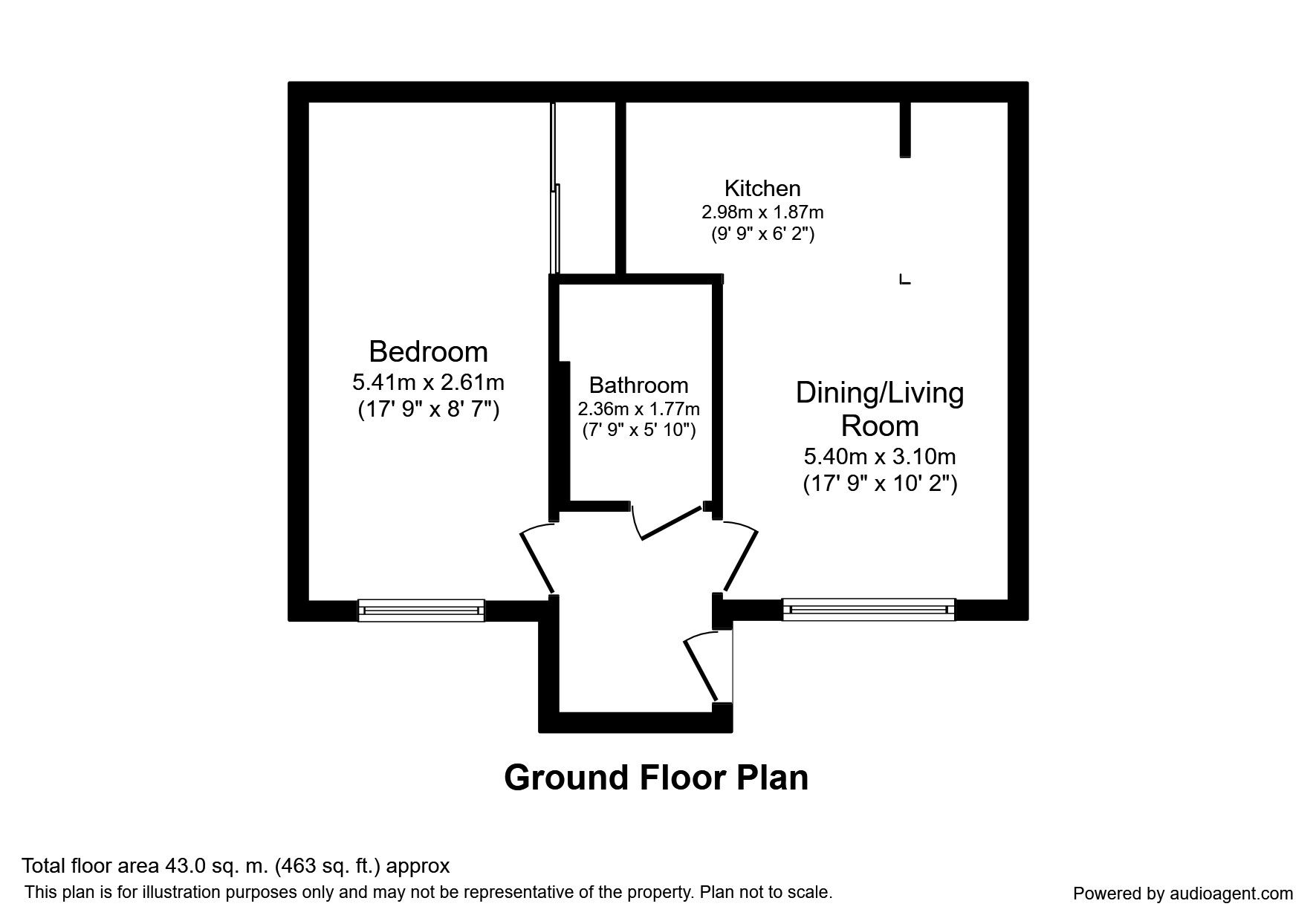 Floorplan of 1 bedroom  Flat to rent, Greenwood Terrace, Salford, M5