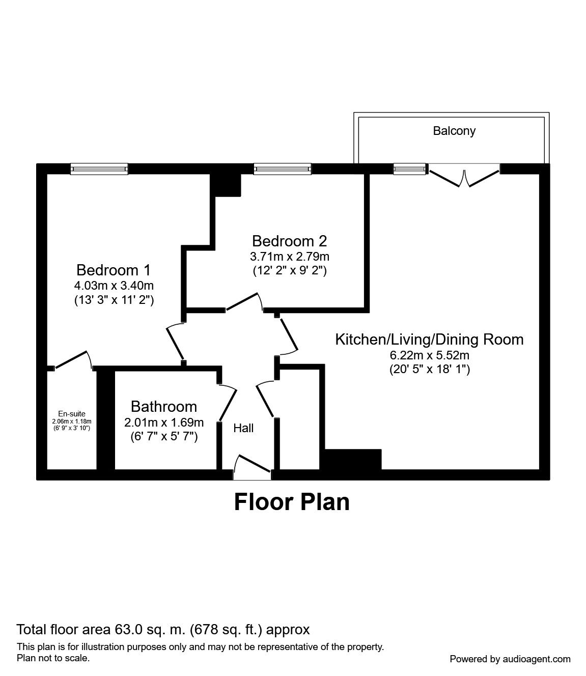Floorplan of 2 bedroom Flat to rent, Ordsall Lane, Salford, M5