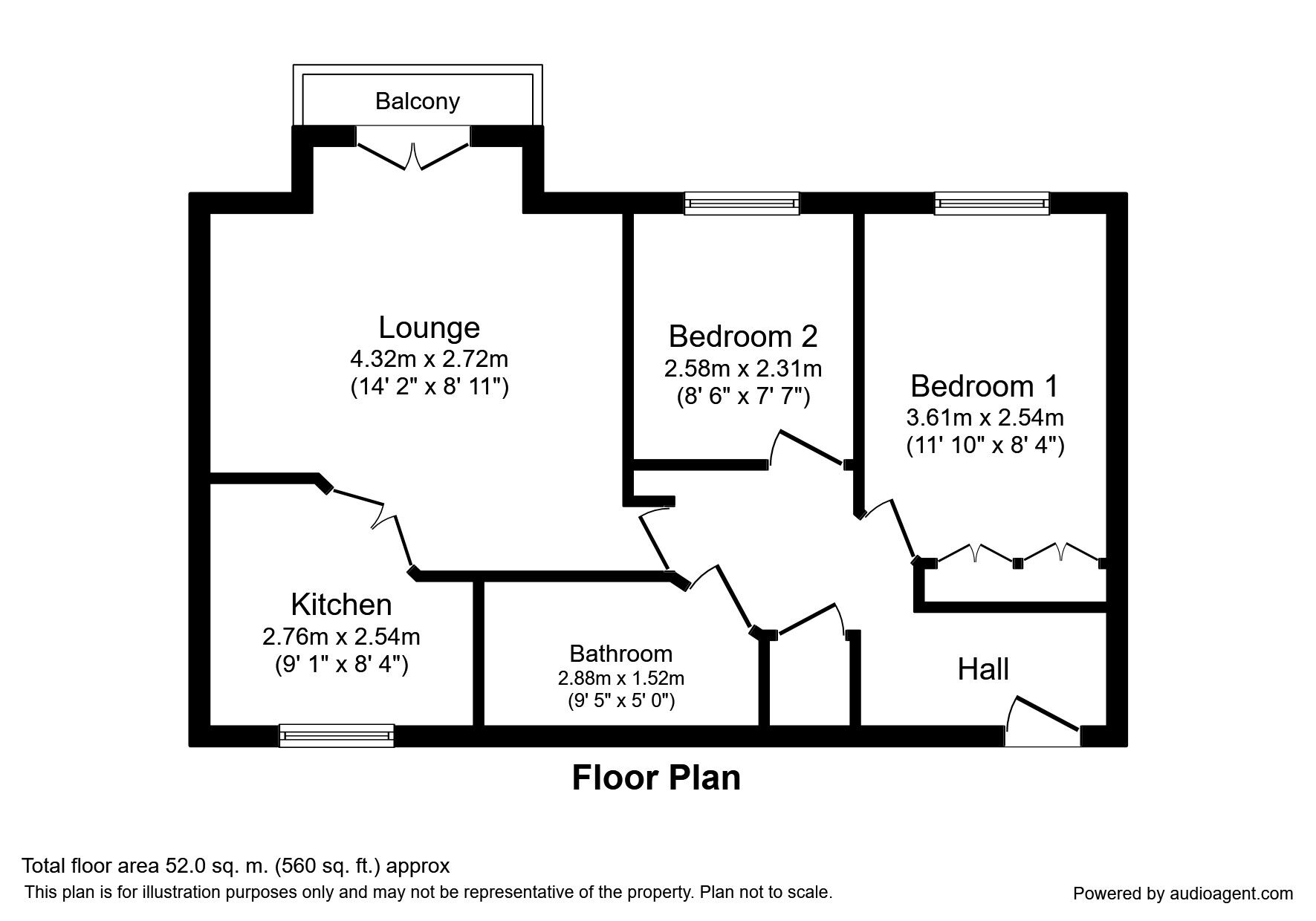 Floorplan of 2 bedroom Flat to rent, Montague Road, Manchester, M16
