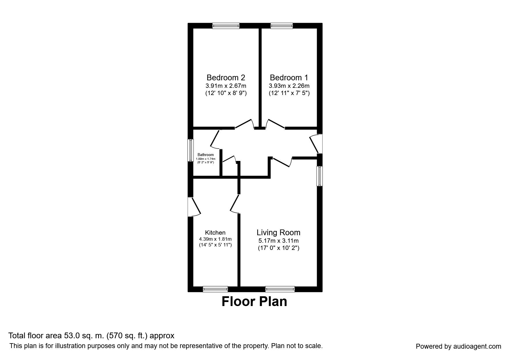 Floorplan of 2 bedroom Detached Bungalow to rent, Wythop Gardens, Salford, M5