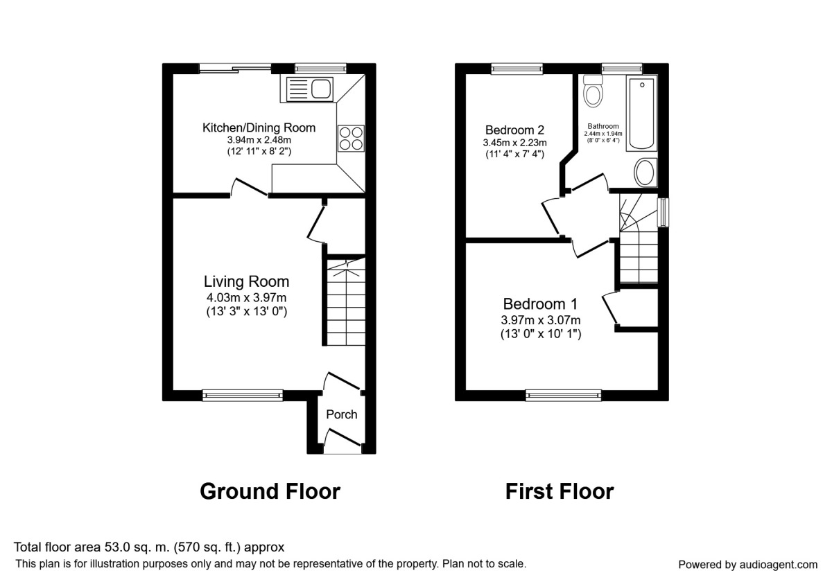 Floorplan of 2 bedroom Semi Detached House to rent, Windmill Avenue, Salford, M5
