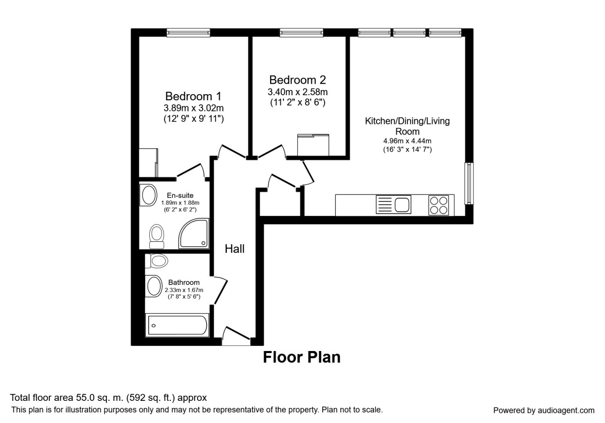 Floorplan of 2 bedroom  Flat to rent, Chapel Street, Salford, M3