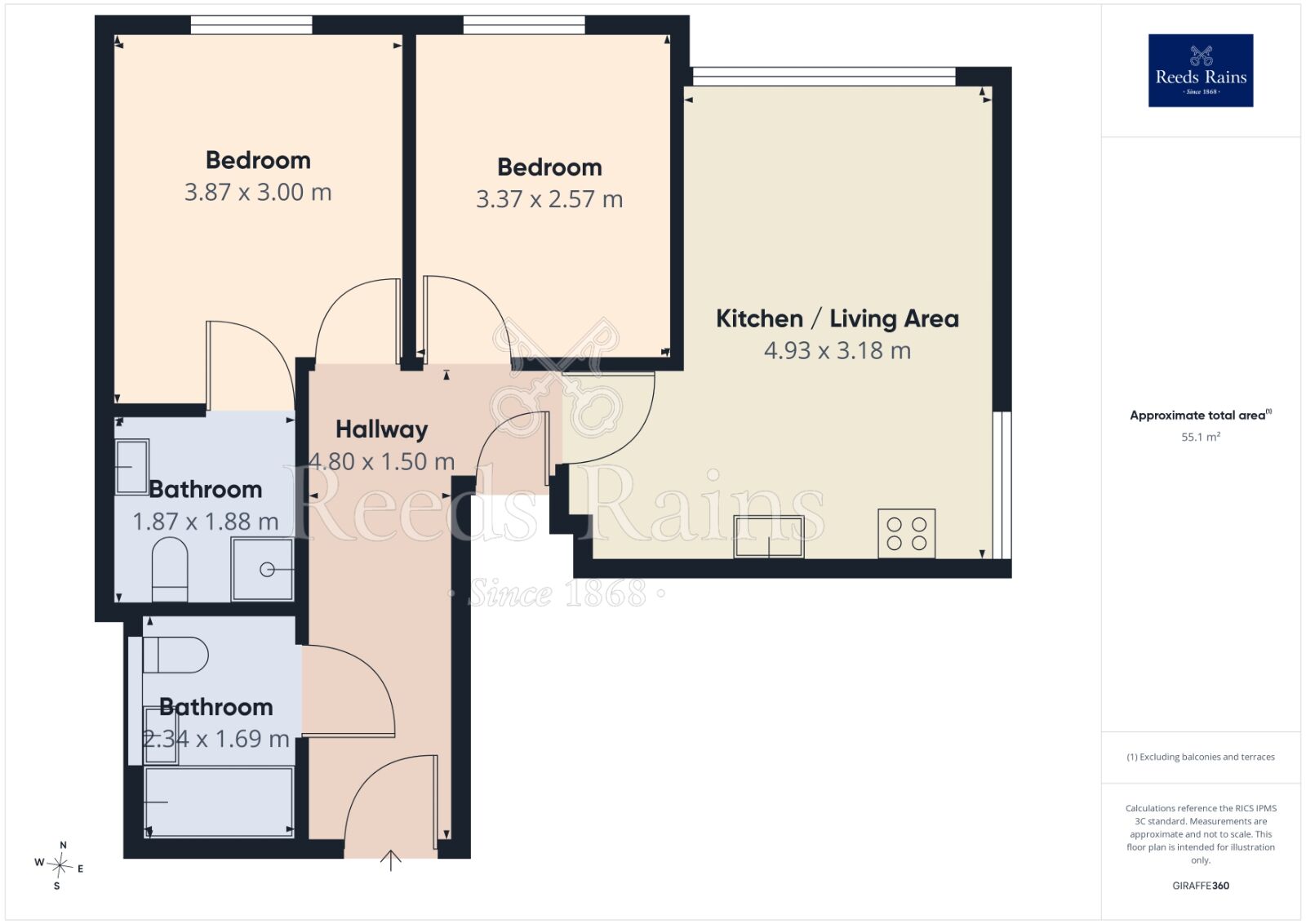 Floorplan of 2 bedroom Flat to rent, Chapel Street, Salford, M3
