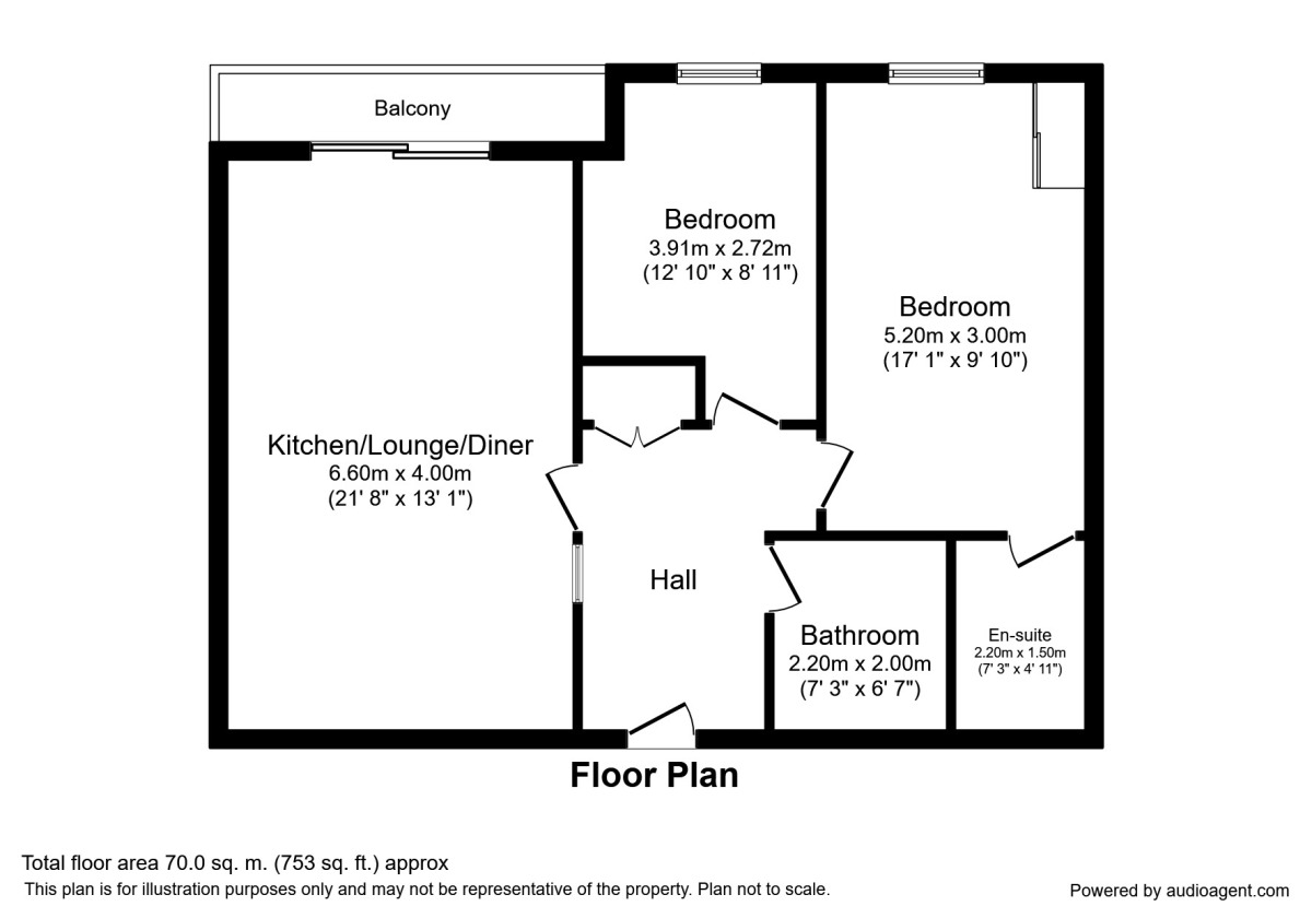 Floorplan of 2 bedroom Flat to rent, The Quays, Salford, M50