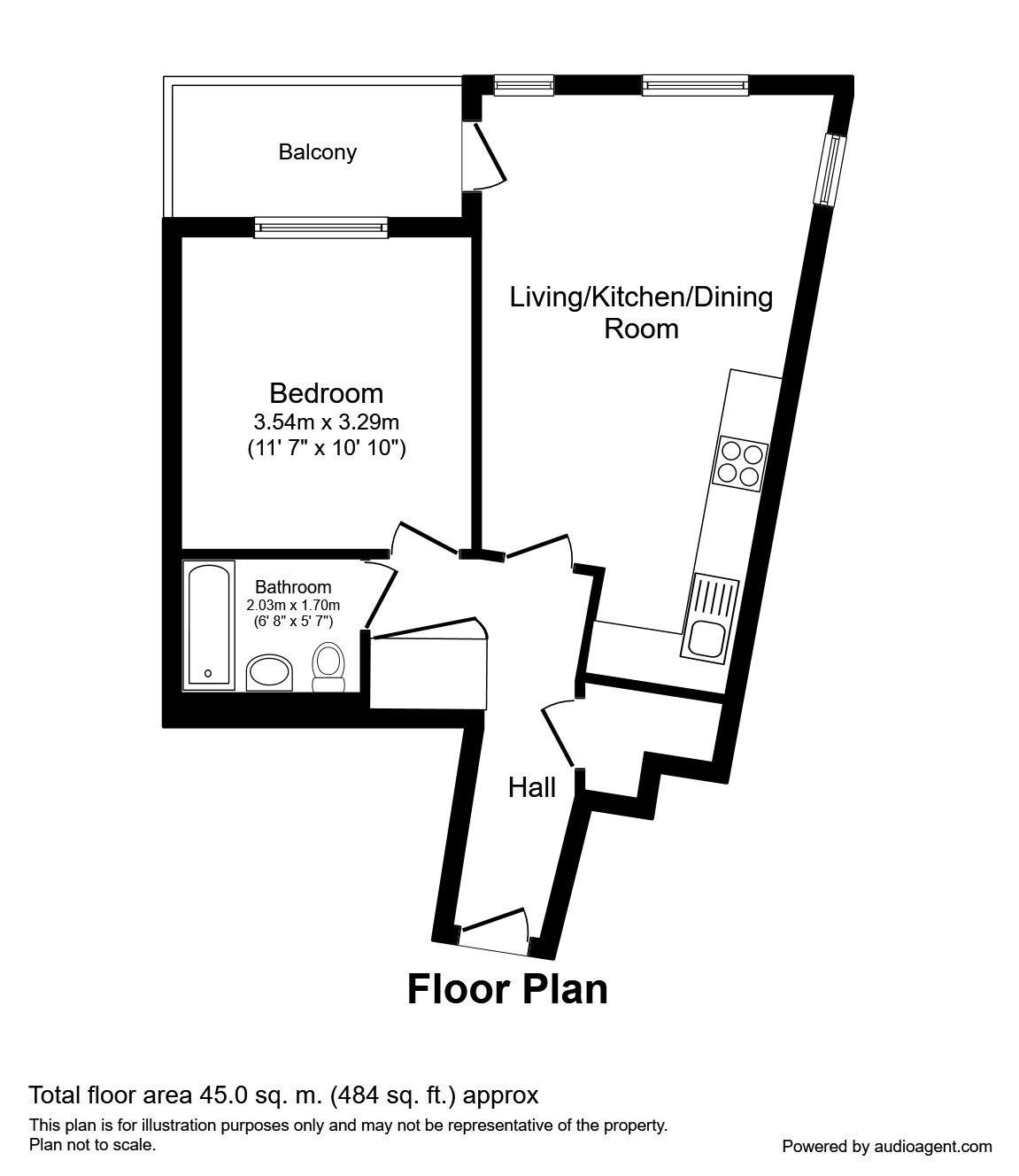 Floorplan of 1 bedroom Flat to rent, The Quays, Salford, M50